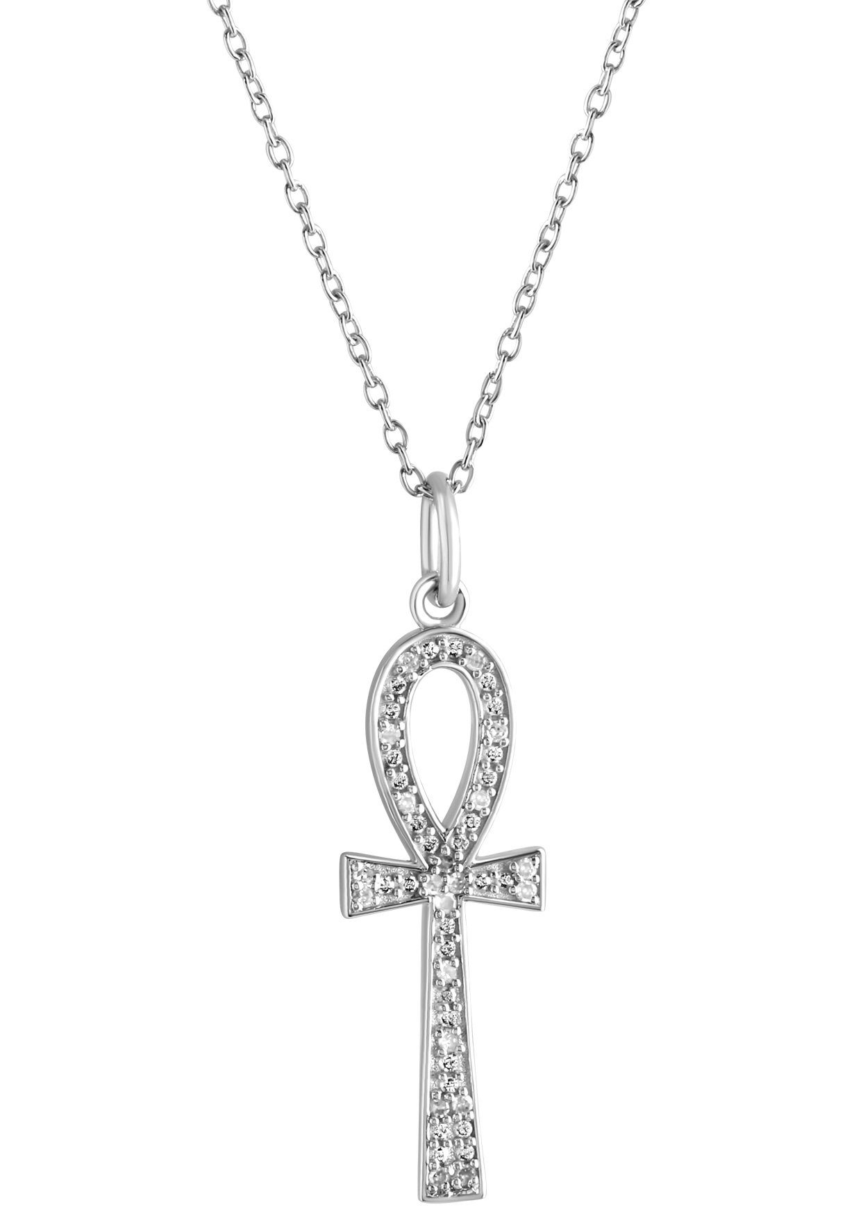 Firetti Kette mit Anhänger Schmuck Geschenk, Kreuz; Lebenszeichen Ankh, mit Diamanten