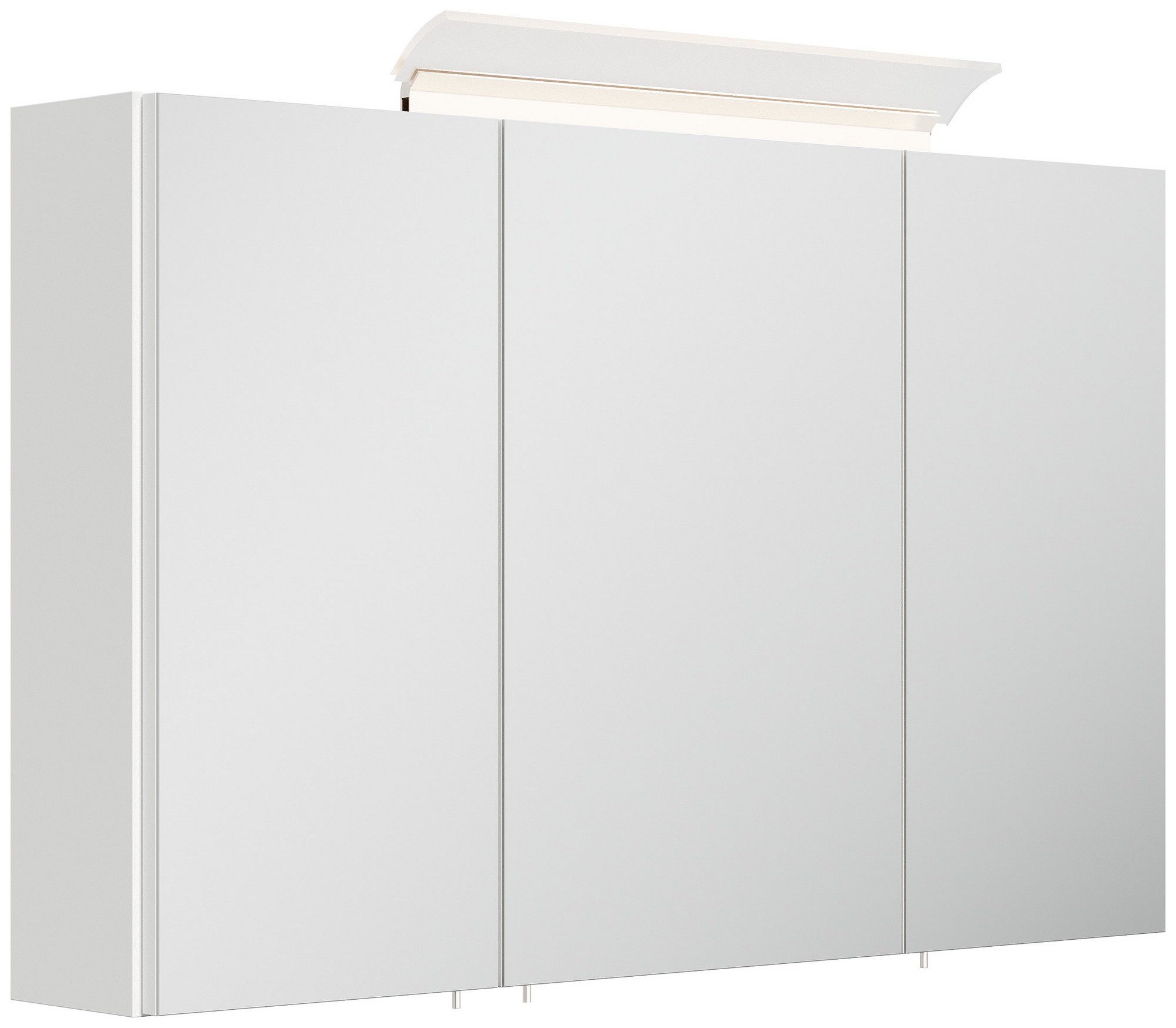 Posseik Spiegelschrank Badezimmer Spiegelschrank 3-türig/ LED-Acrylglaslampe/ Weiß Hochglanz