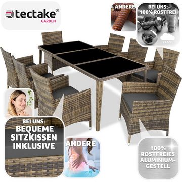 tectake Sitzgruppe Monaco, (Set, 9-tlg), Tisch- und Stuhl Set
