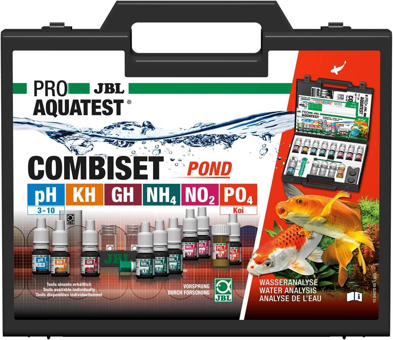 JBL GmbH & Co. KG Teich-Wassertest JBL PROAQUATEST COMBISET Pond Wassertestkoffer für Koi- und Gartenteic, Wassertestkoffer Teich