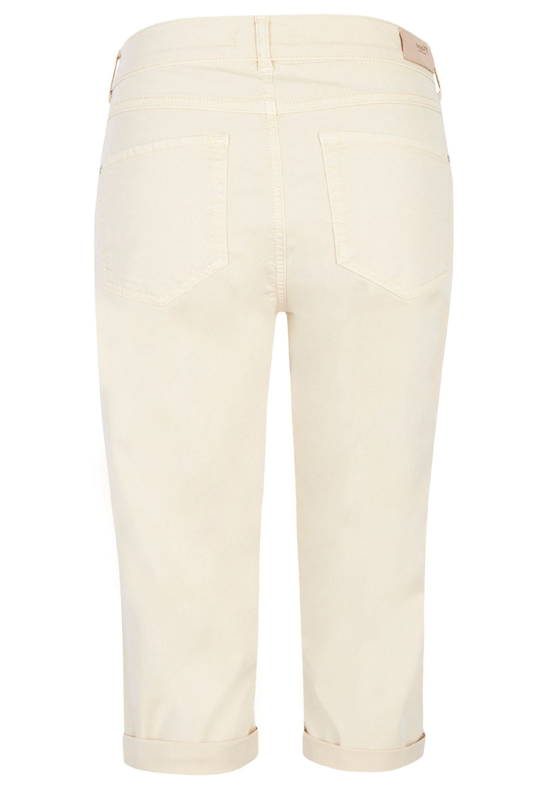 Label-Applikationen Slim-fit-Jeans 5-Pocket-Hose ANGELS TU mit Capri beige