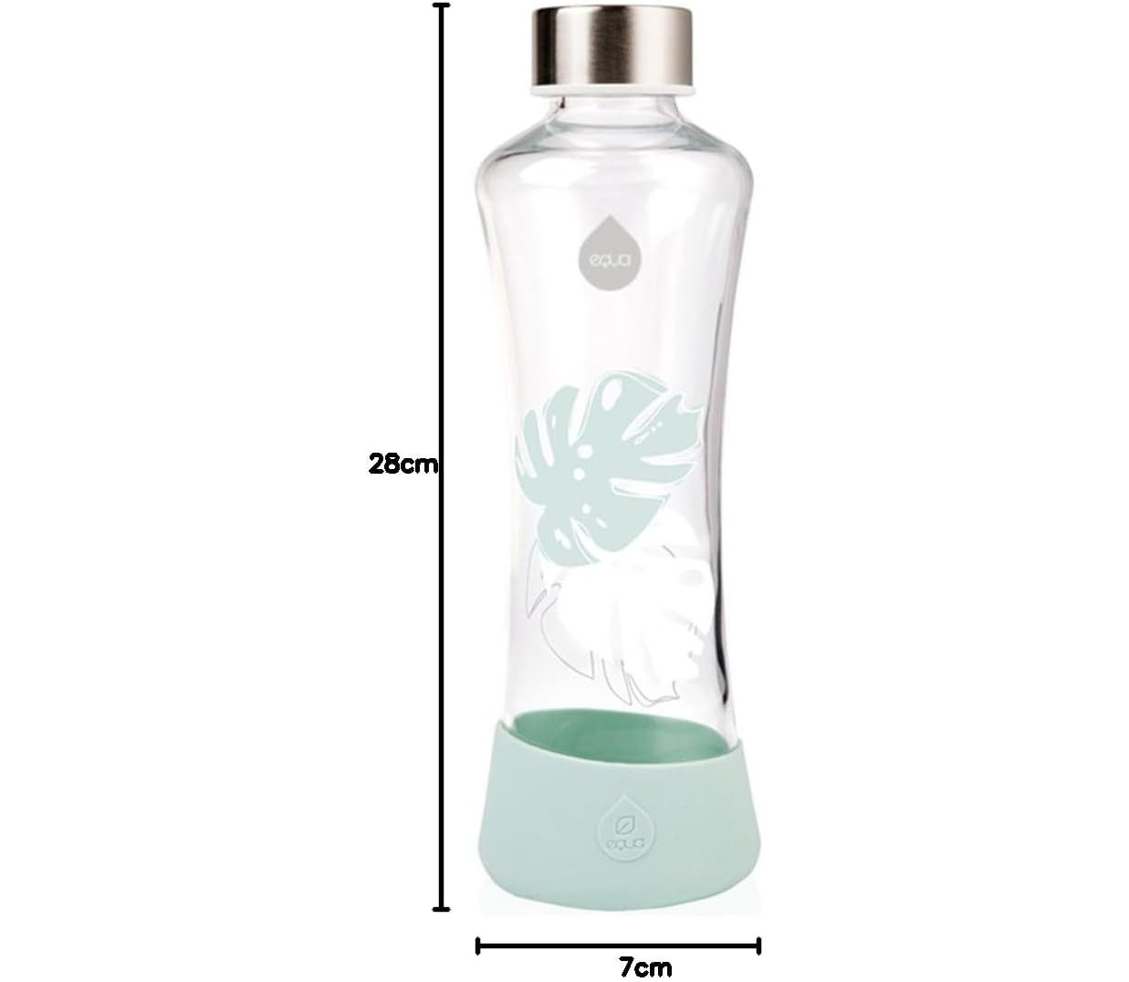 equa Trinkflasche Trinkflasche Wasserflasche Glas auslaufsicher 550ml EQUA Monstera