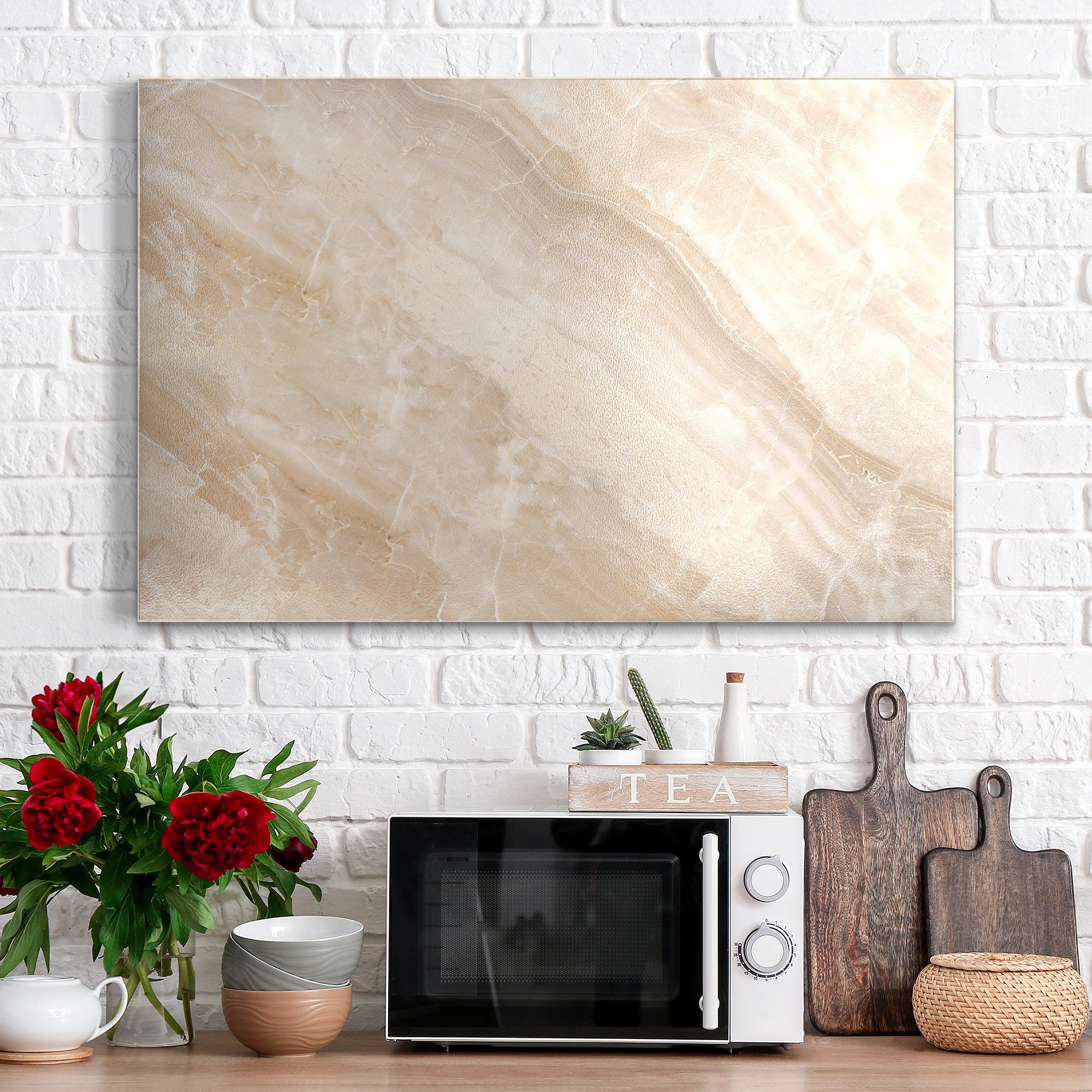 DEQORI Magnettafel 'Helle Marmorfläche', Metall Whiteboard für alle Magnete, Magnetboard magnetisch