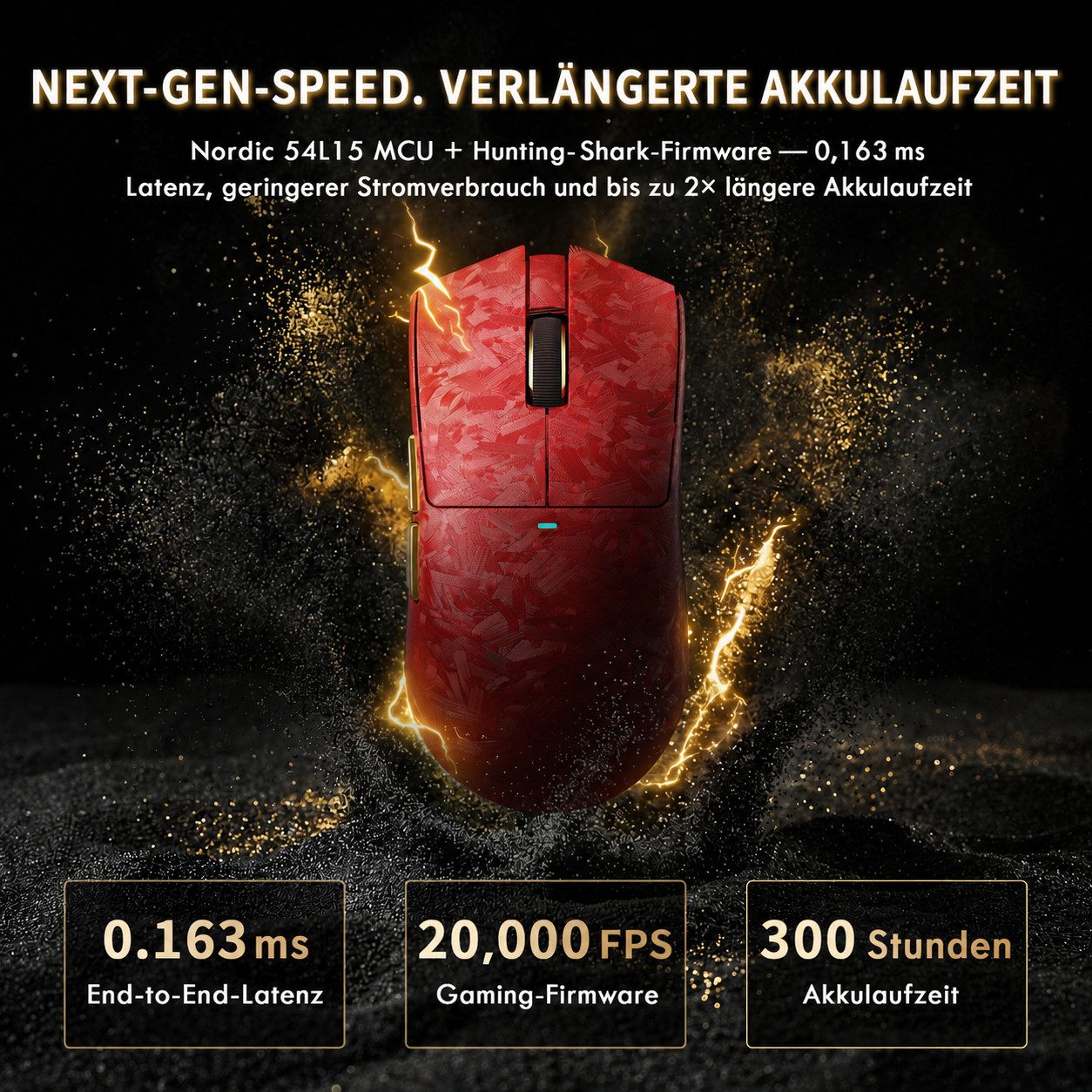 ATTACK SHARK X11 Ultra 8Khz Kabellose Gaming-Maus, Carbonfaser-Verbundgehäuse Gaming-Maus (Bluetooth, 2.4Ghz, kabelgebunden, PAW3950MAX,42000 DPI,leicht,8k,2.0000 FPS,63g)