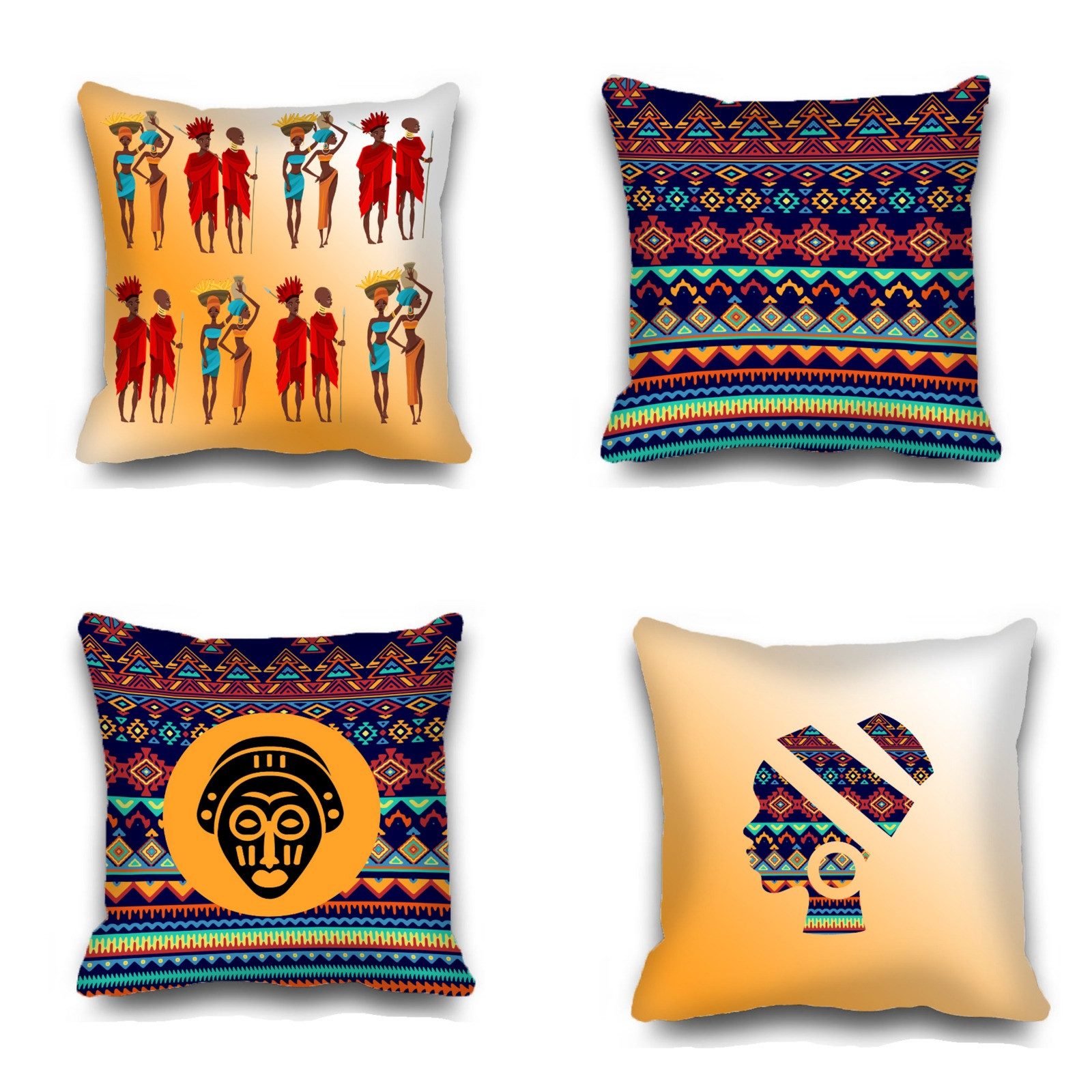 Ekershop Kissenhüllen Dekorative 4er SET AFRIKA Style Dekokissen Hülle Kiss günstig online kaufen