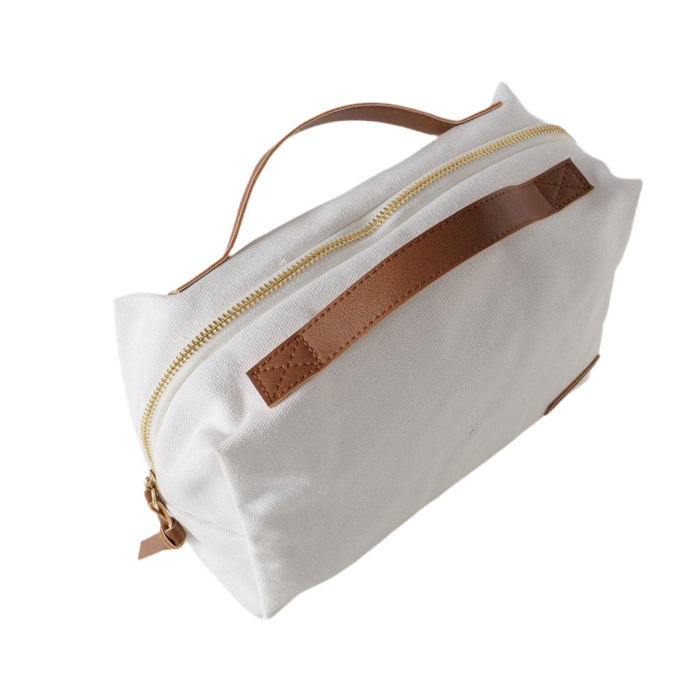 MF Kosmetiktasche Kosmetiktasche Berlin Cremeweiß Braun (1-tlg)