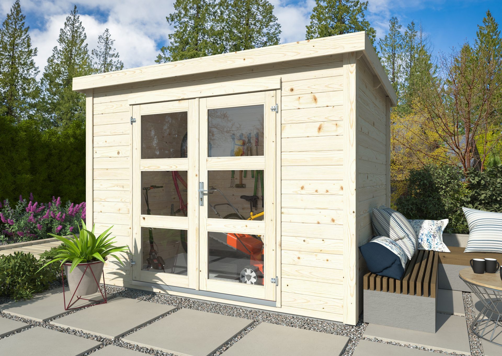 Gartenhaus Flachdach Holz Aktion 70