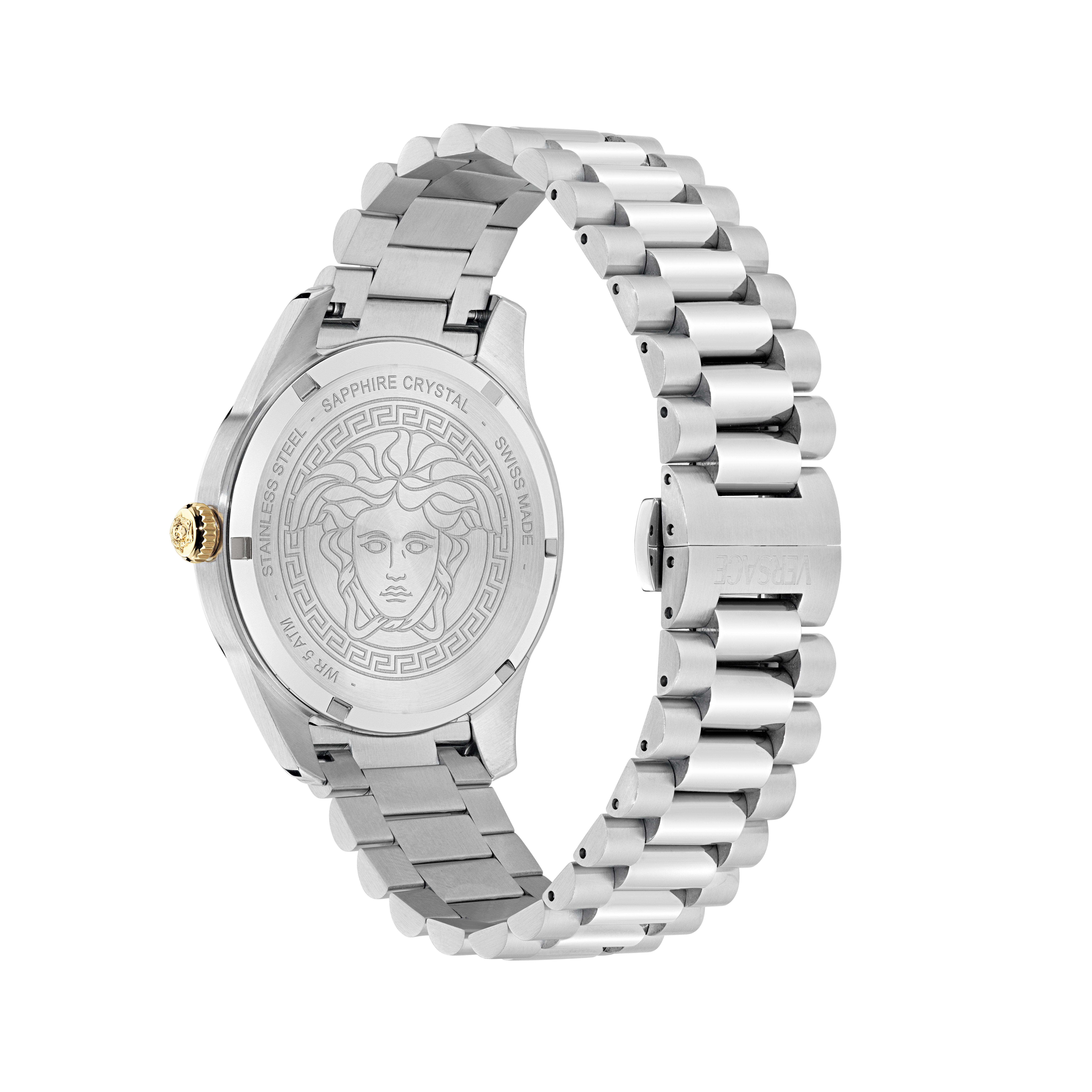 Versace Quarzuhr APODIS VE0U00125, Armbanduhr, Herrenuhr, Swiss Made, Edelstahlarmband, analog, GMT