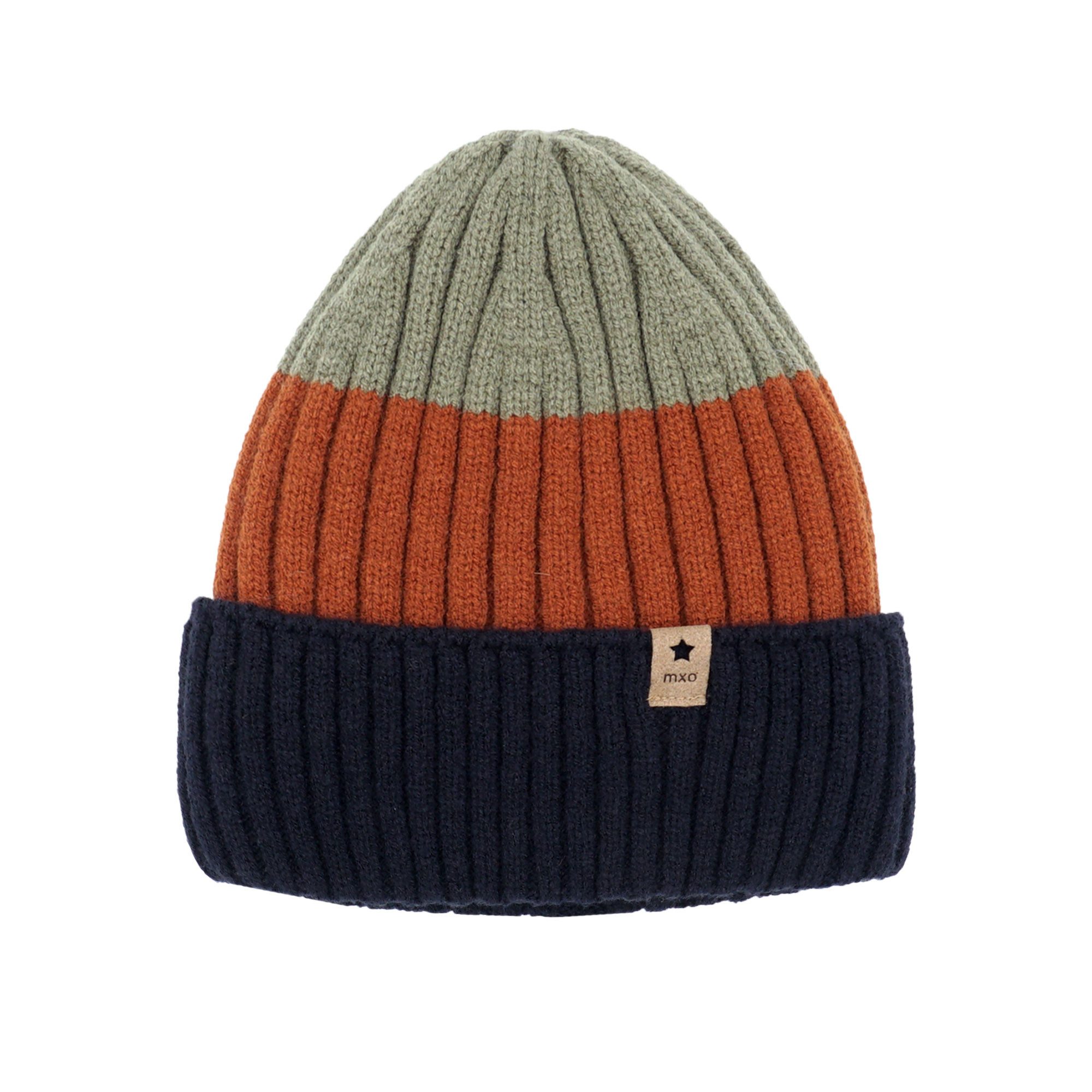MAXIMO Beanie Wollanteil, gestrickt, gefüttert, mit Umschlag, breit gestreift