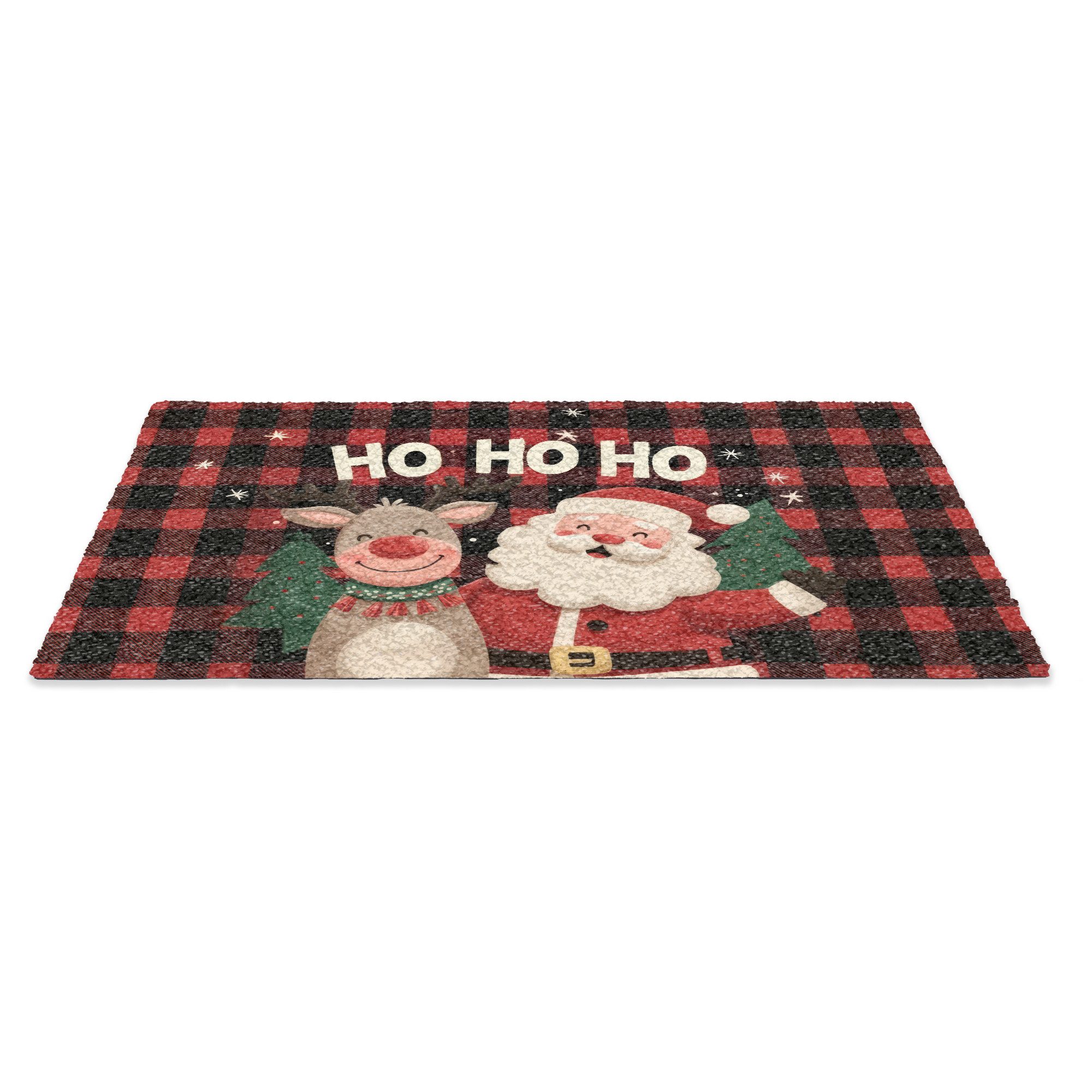 MuchoWow Fußmatte Weihnachtsmann - Rentier - Text - Rot - Schwarz, Rechteck günstig online kaufen