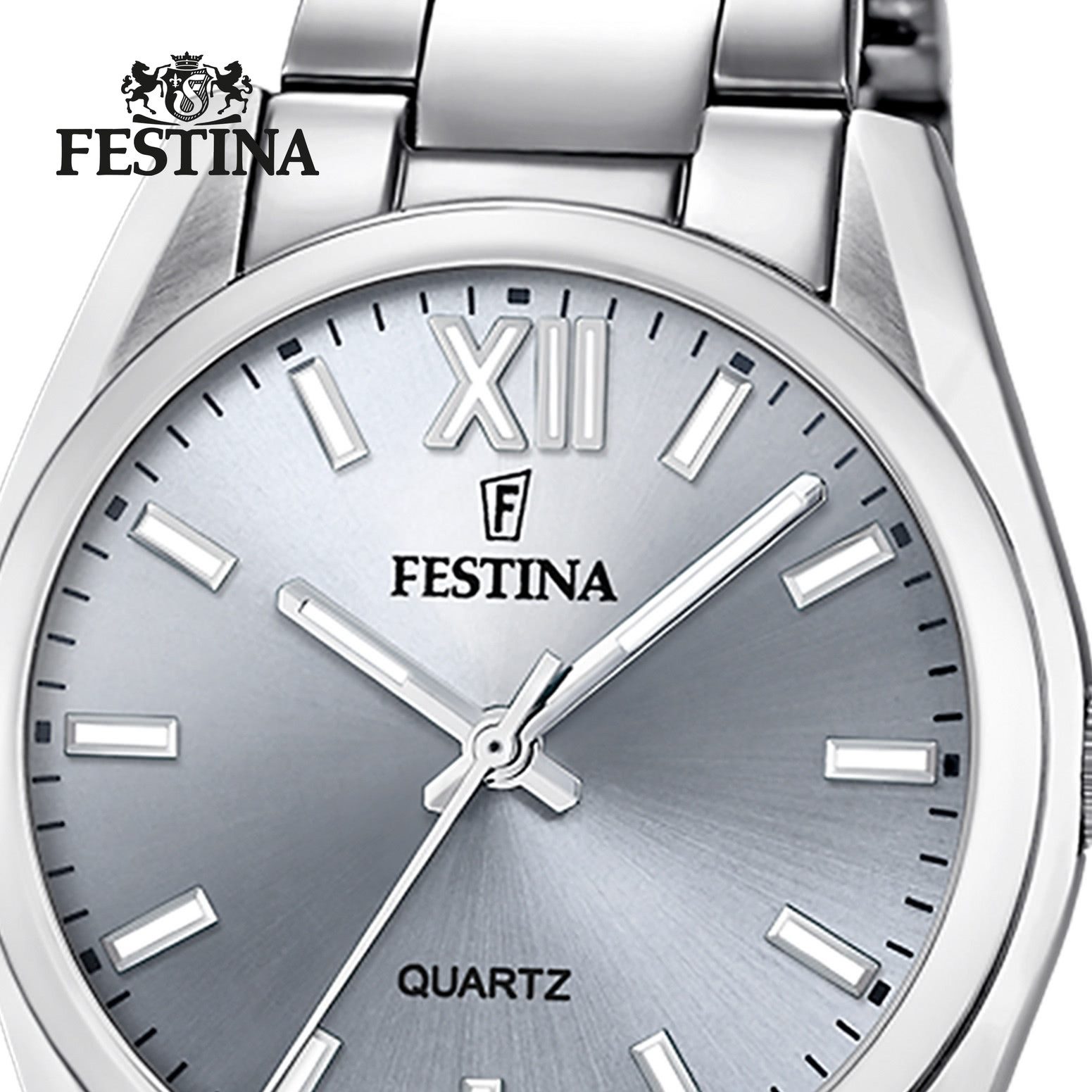 Festina Quarzuhr Festina Damenuhr Edelstahl silber, (Analoguhr), Damen Armbanduhr rund, Edelstahlarmband silber, Casual