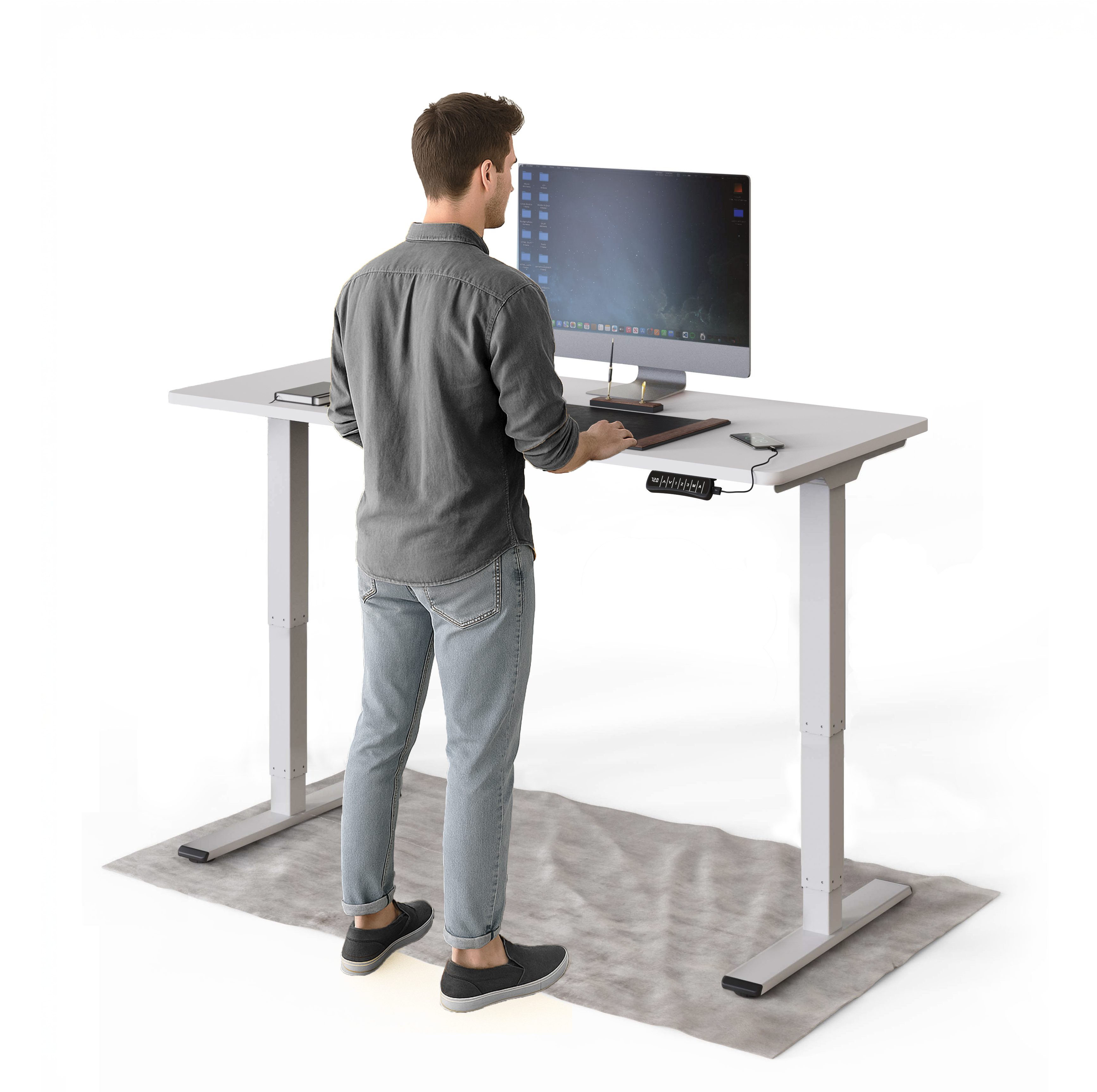 DESKSPACE Schreibtisch Pro Plus Höhenverstellbarer Elektrischer Schreibtisch (Komplettset mit Tischgestell und Tischplatte), mit Memory Funktion und Kollisionsschutz