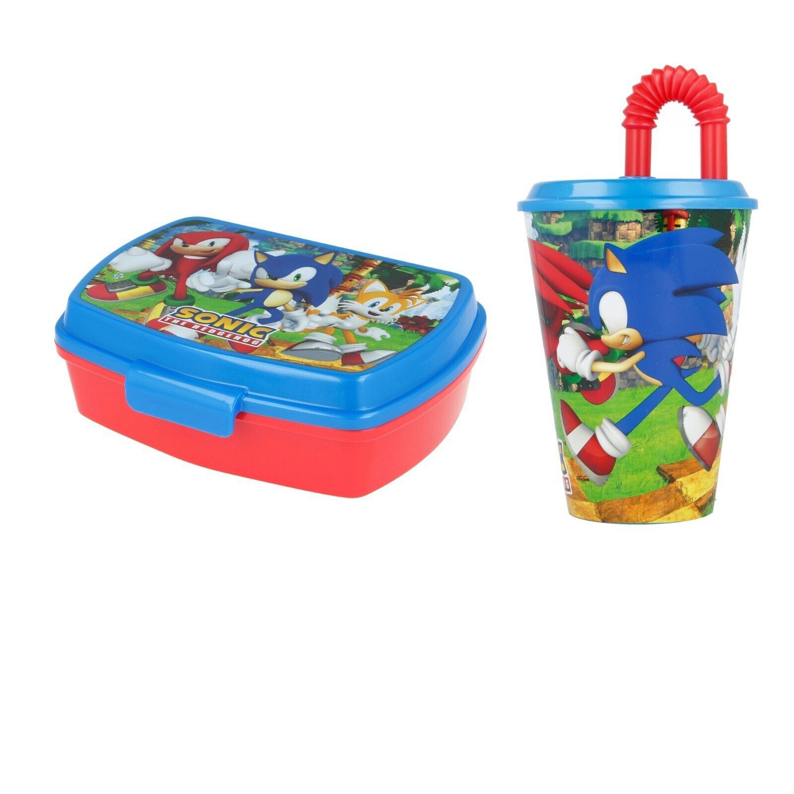Sonic The Hedgehog Lunchbox Sonic the Hedgehog 2 teiliges Lunch Set - Brotdose - Trinkbecher, (2-tlg., Spar-Set)