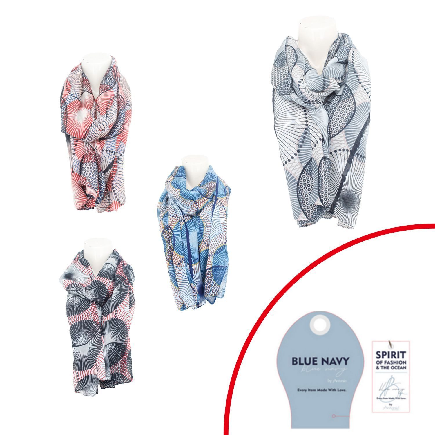 VewoTex Modeschal Sommer Damen Schal » Blue Navy Löwenzahn Design, (Einzeln günstig online kaufen