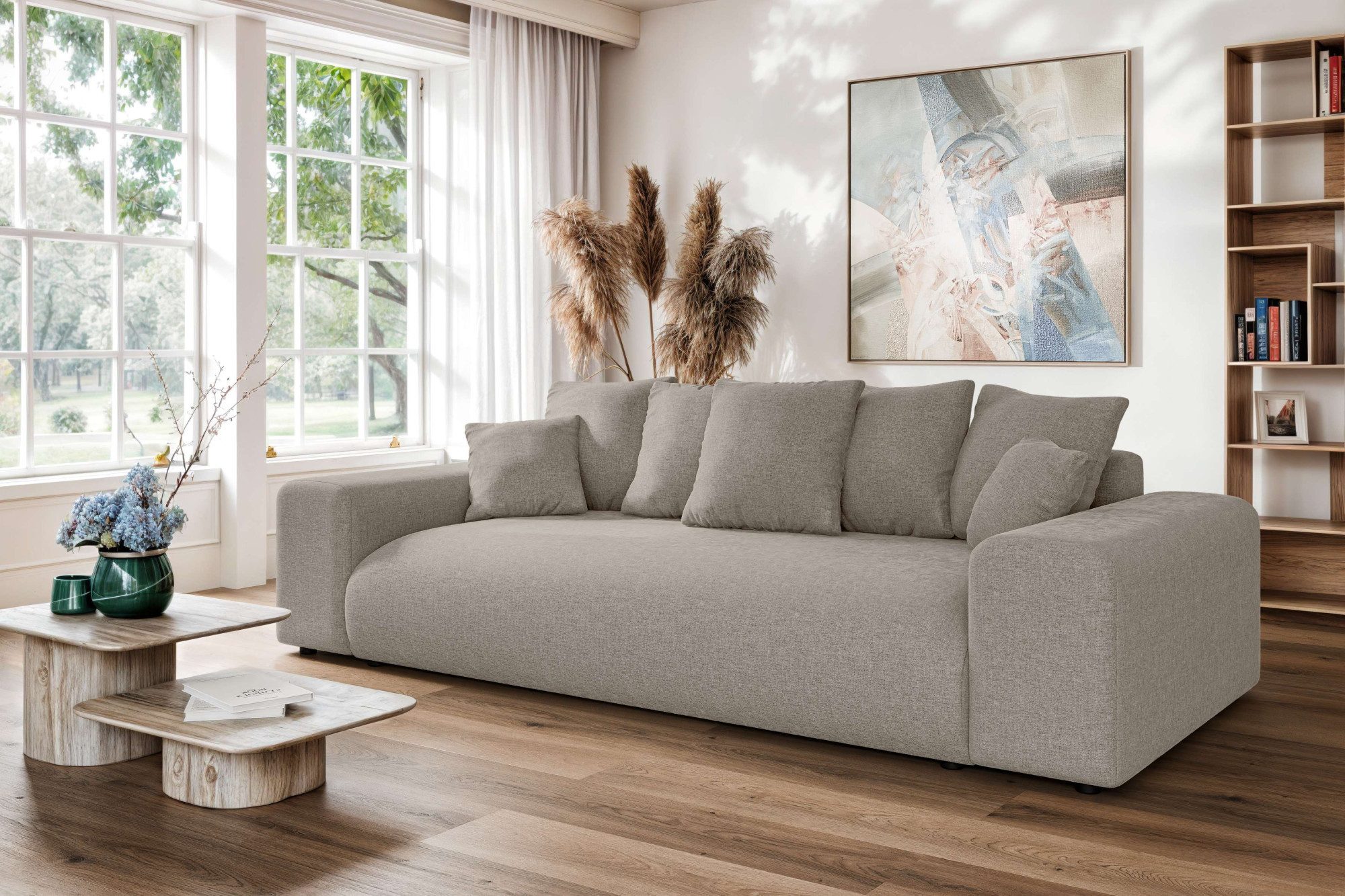 Home affaire Big-Sofa LAKESIDE 3-Sitzer Schlafsofa mit Bettkasten, Breite 256,5 cm, Liegefläche 168,5x195 cm, hoher Sitzkomfort, Maße B/T/H: 256/122/82cm