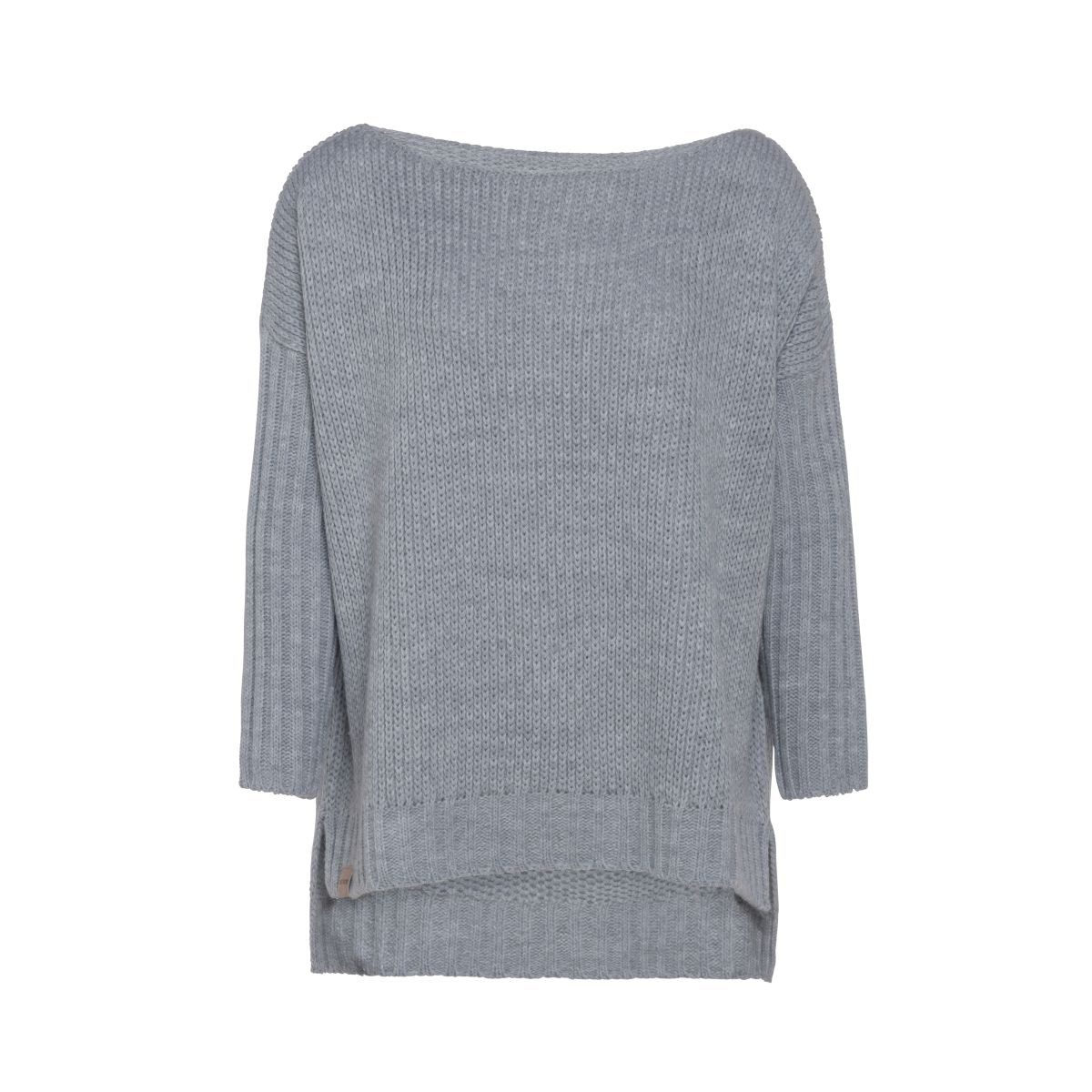 Knit Factory Strickponcho Kylie Pullover 36/44 Glatt Grau (1-tlg) Strickware Strickartikel Pullover Strickpullover