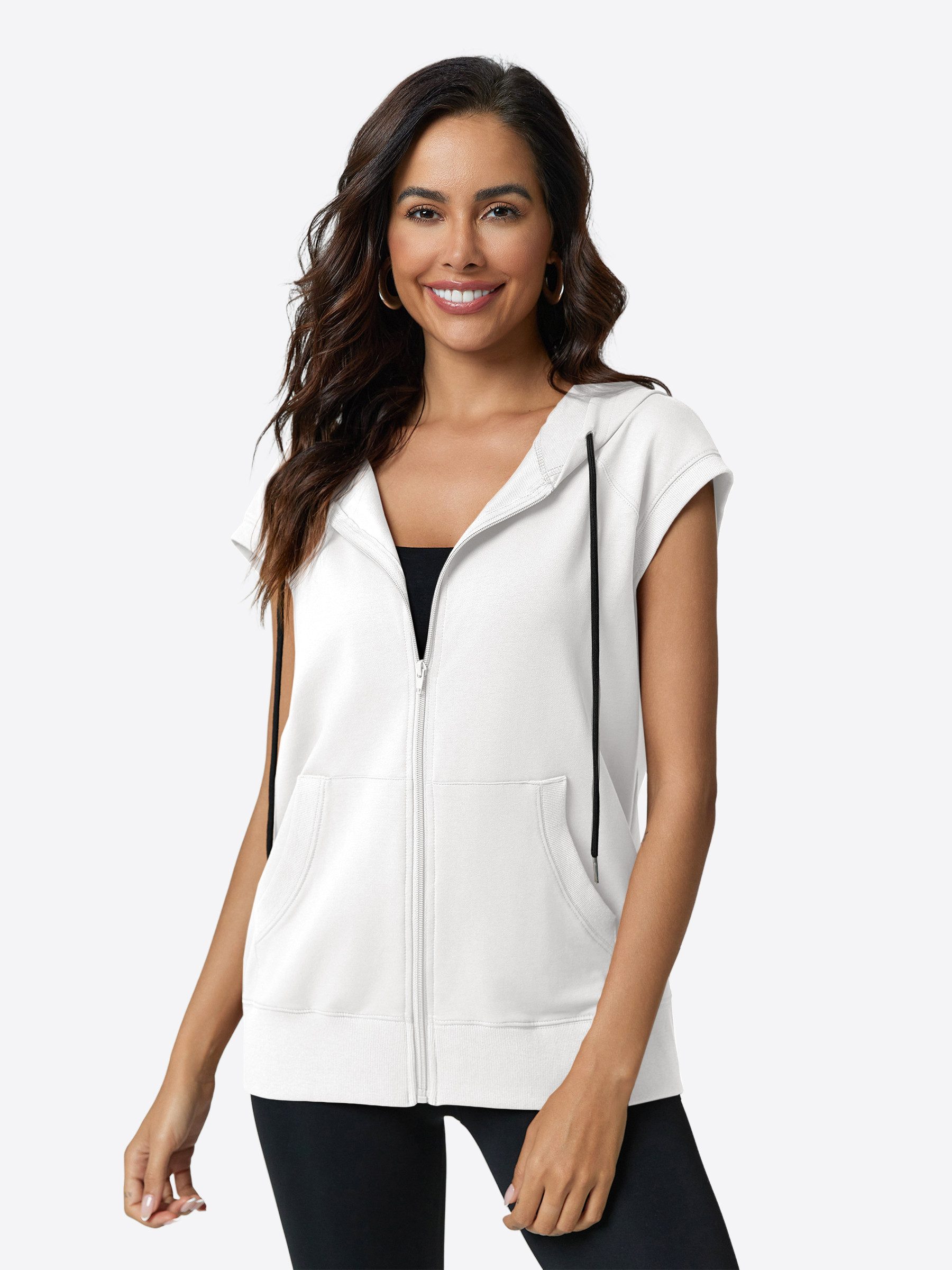 Imily Bela Kapuzenpullover Damen ärmelloses Sweatshirt mit Reißverschluss (Packung, 1-tlg., 1per-Pack) mit Kapuze