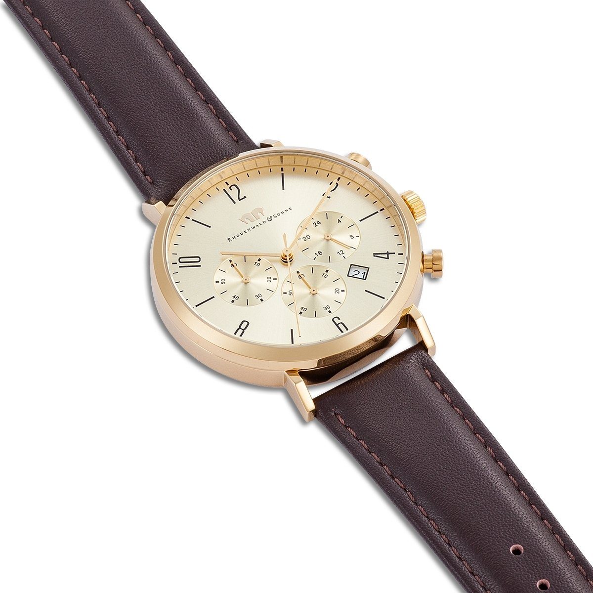 Rhodenwald & Söhne Chronograph Arakon gelbgold Arakon, mit Echtleder-Armband