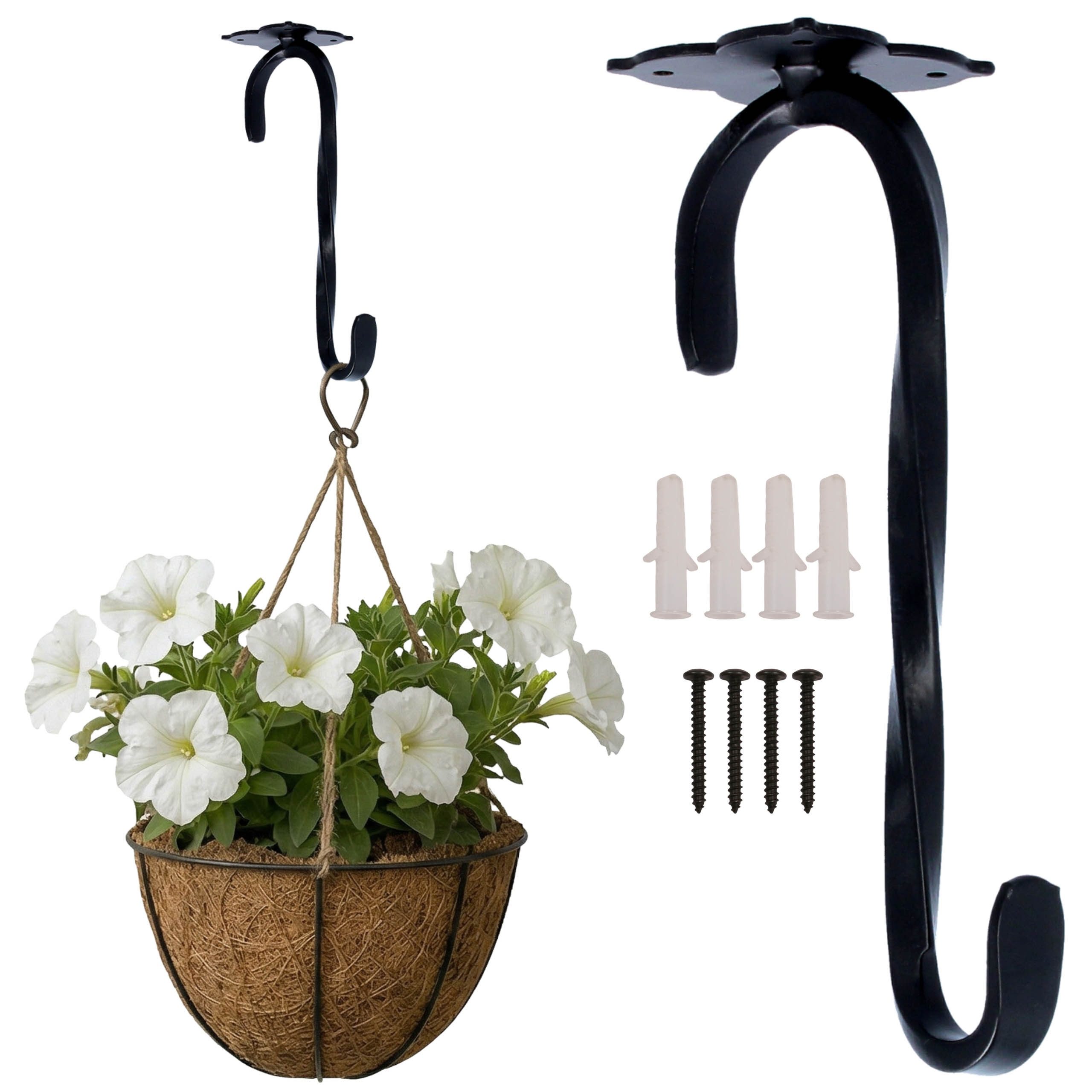 Sarcia.eu Deckenhalter Schwarzer Deckenhalter für Blumentöpfe, stabiler Haken 21 cm