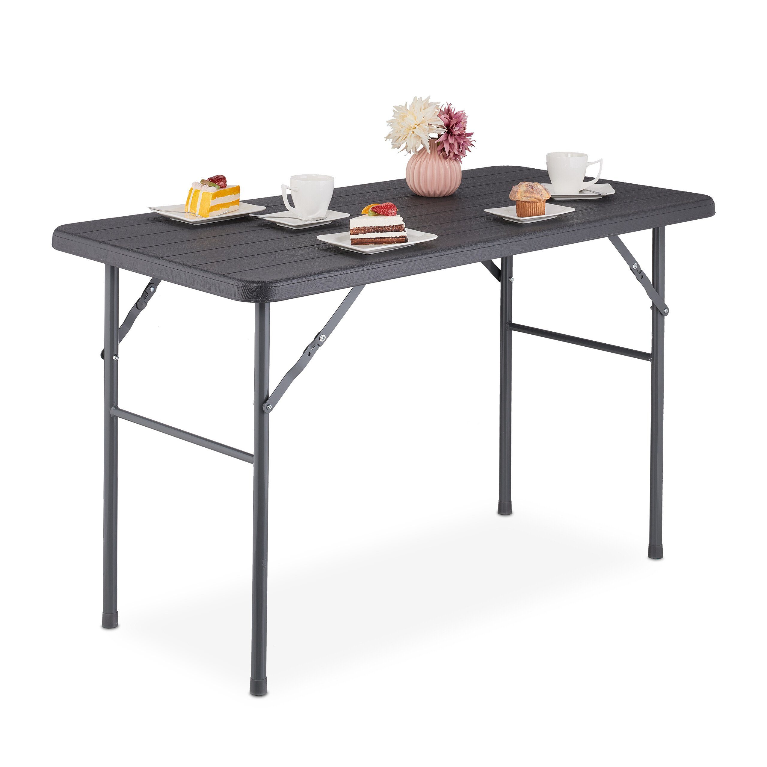 relaxdays Gartentisch Eckiger Gartentisch in Holzoptik günstig online kaufen