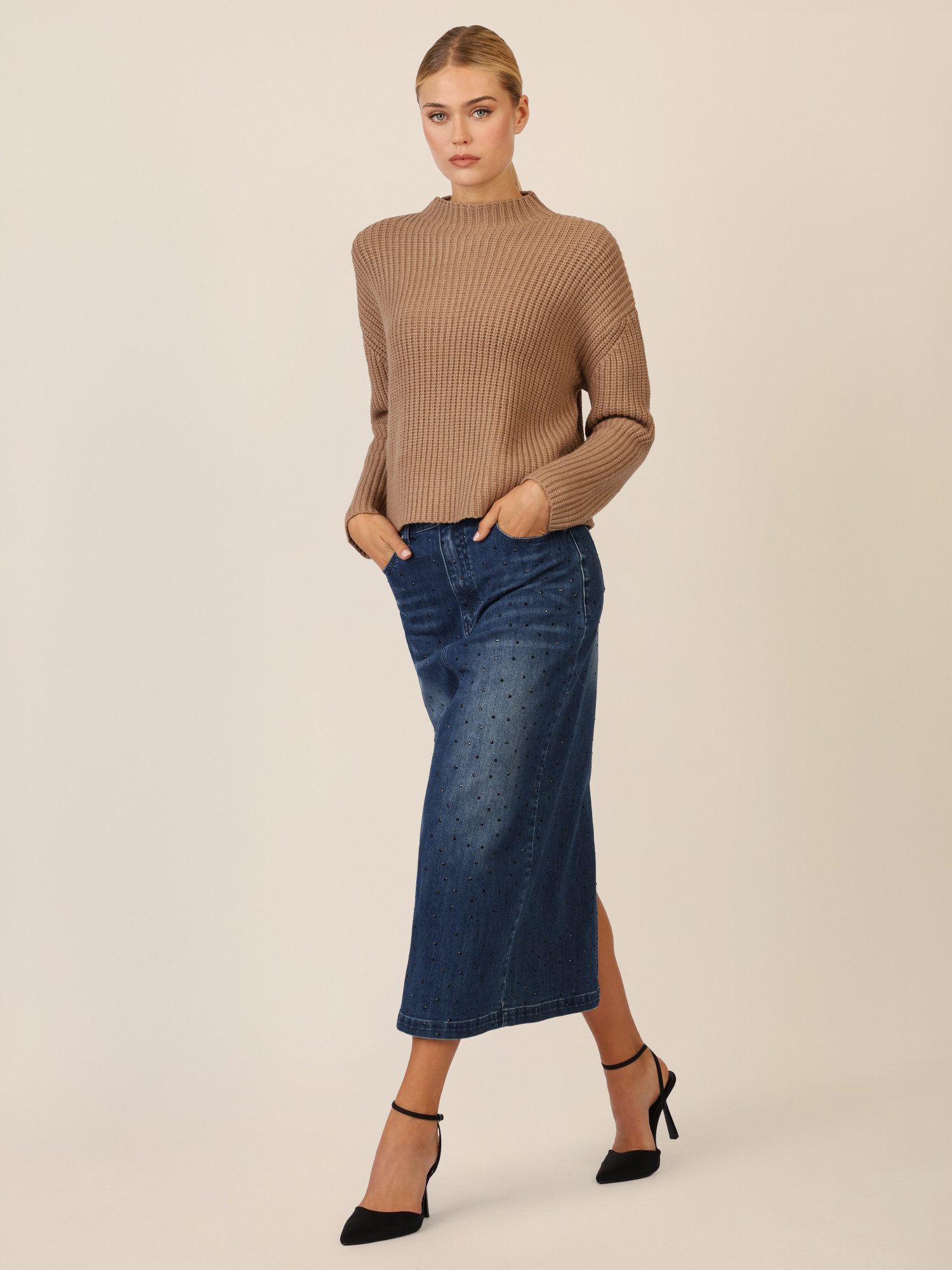 Apart Stehkragenpullover mit Strukturmuster günstig online kaufen