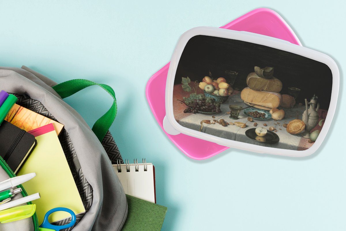 für Kunststoff, mit Alte Kinder, Kunststoff Käse rosa Snackbox, MuchoWow Erwachsene, Stilleben Brotdose Mädchen, Kunstwerk (2-tlg), Lunchbox Brotbox - - Meister,