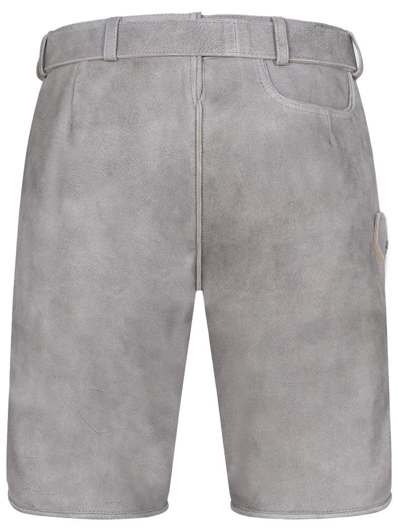 KRÜGER BUAM Trachtenlederhose Lederhose Heiko mit Gürtel grau