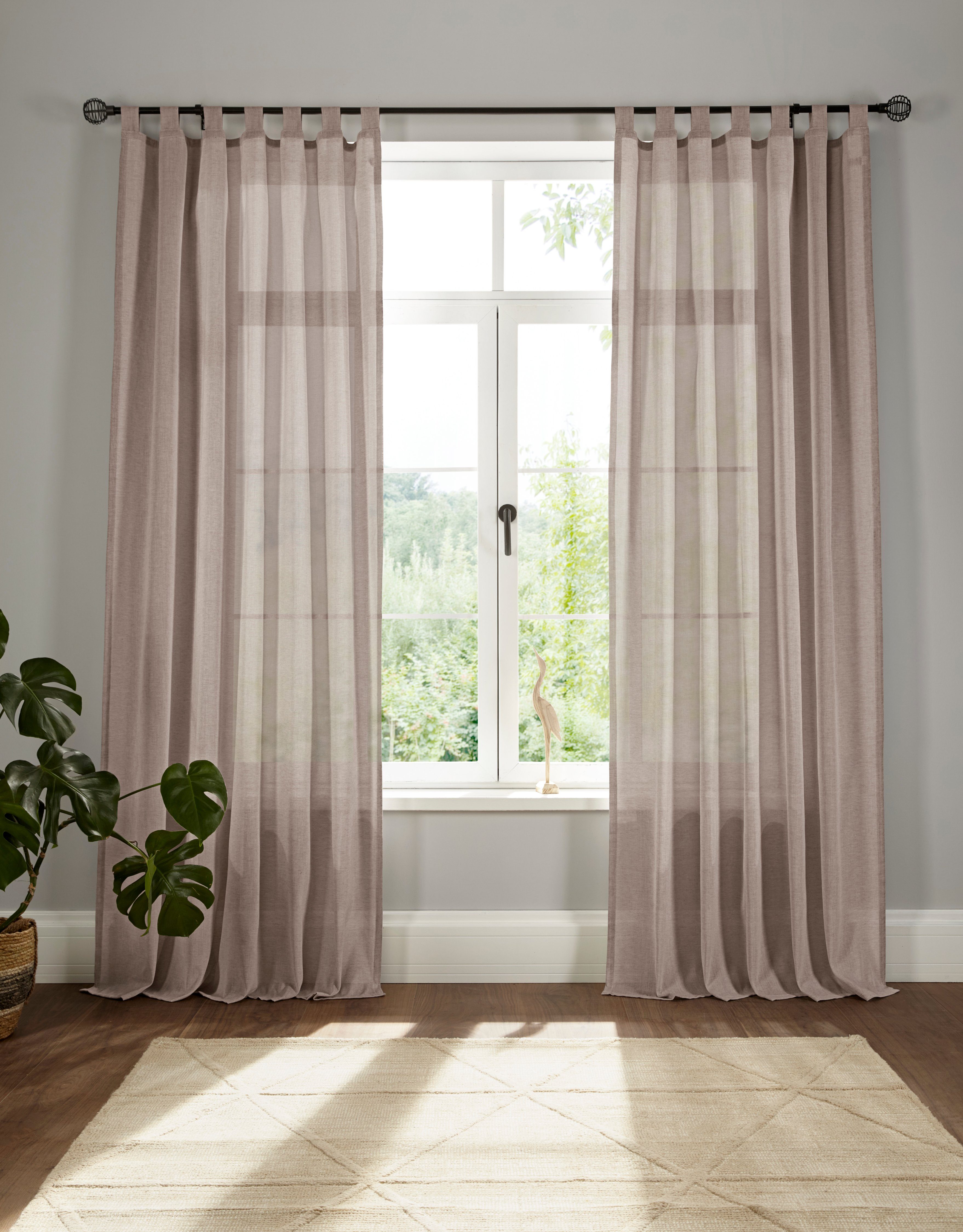 OTTO home Vorhang Elby 1 (1 St), Schlaufen, halbtransparent, Jacquard, transparent, basic, monochrom, bis 295 cm Länge