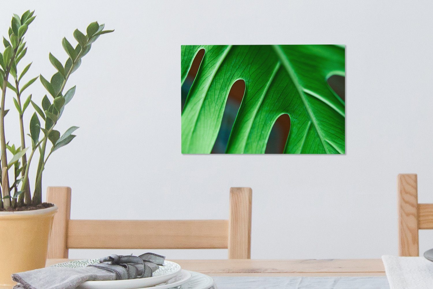 botanische 30x20 cm Wandbild Leinwandbild Aufhängefertig, Leinwandbilder, OneMillionCanvasses® (1 Lebendige St), Blätter, Wanddeko,