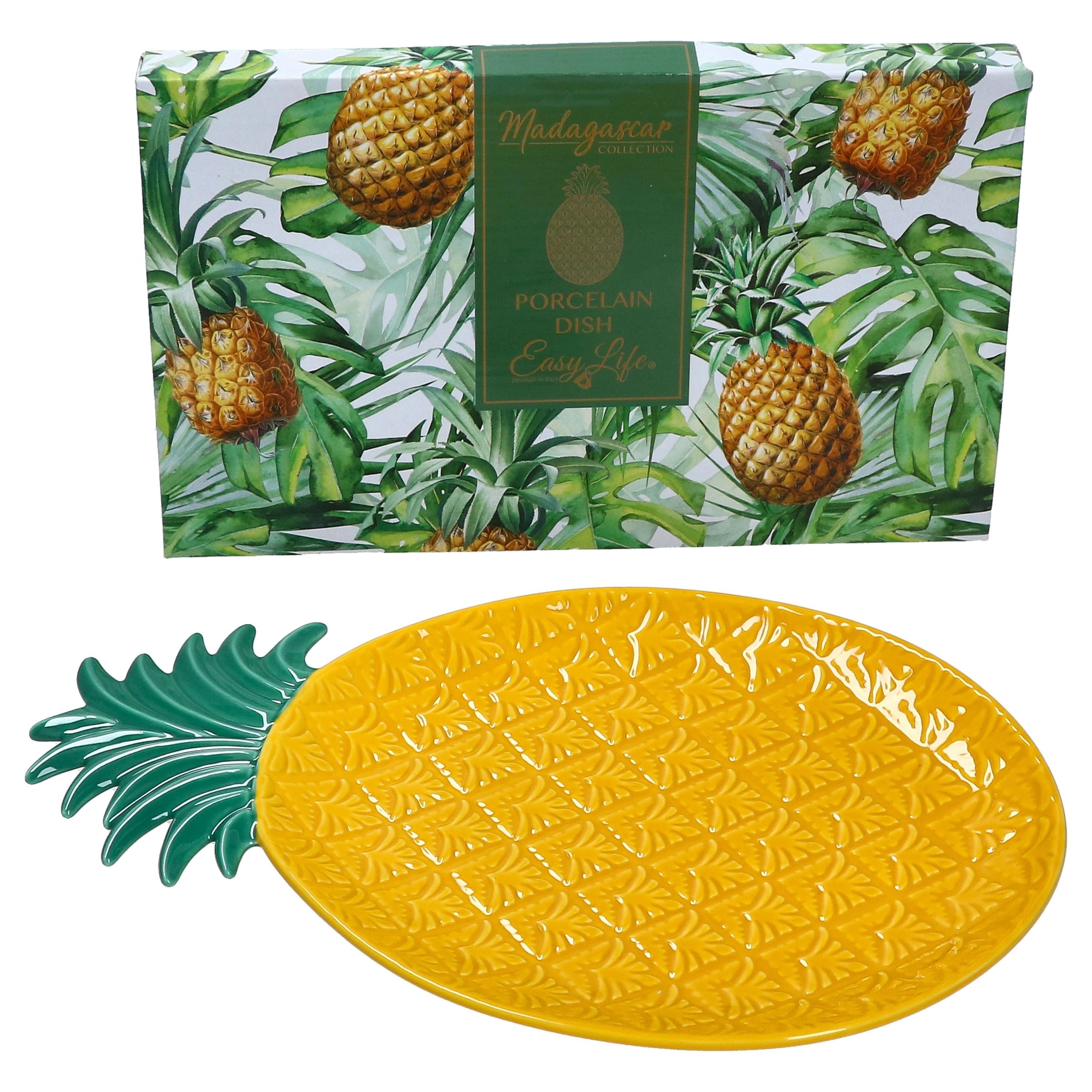 Servierplatte Pina Teller klein flach Ananas-Relief Kuchen Obst Sommer Party