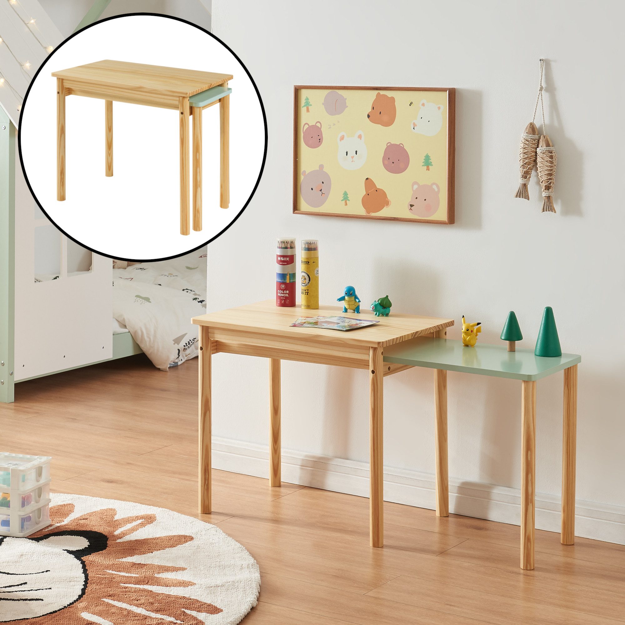 en.casa Kindertisch, »Skellefteå« ausziehbar 60x38x52 cm günstig online kaufen