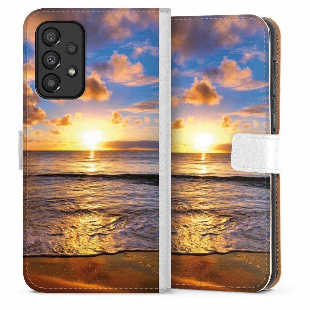 DeinDesign Handyhülle Meer Sonnenuntergang Strand Strand, Samsung Galaxy A33 5G Hülle Handy Flip Case Wallet Cover