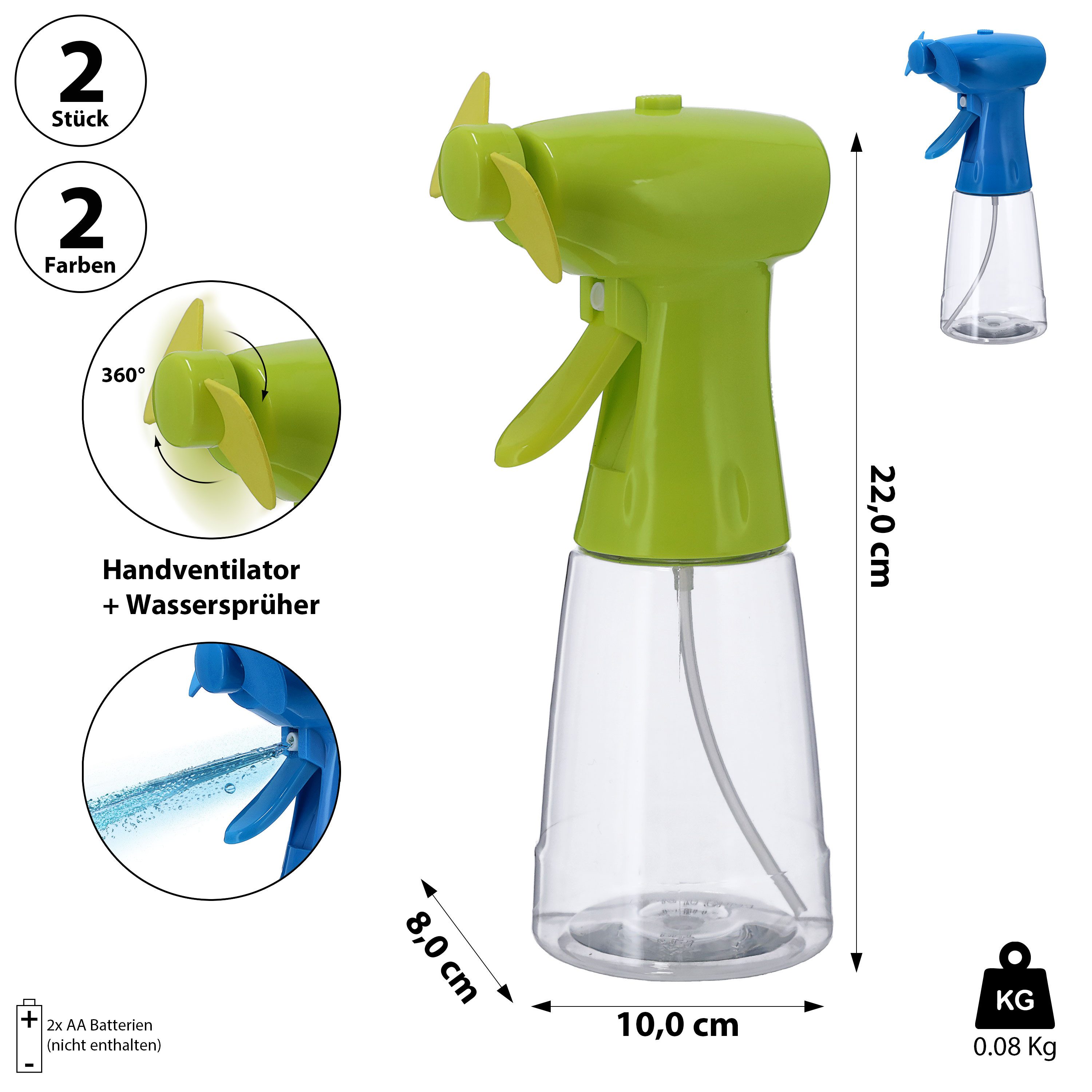 CEPEWA Handventilator Handventilator Wassersprüher 2er Set günstig online kaufen