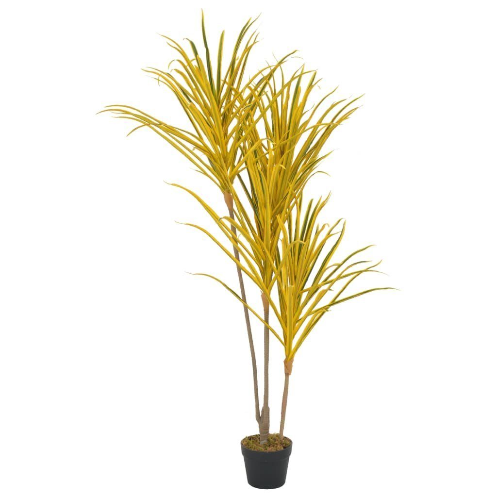 Kunstpflanze Künstliche Pflanze Dracaena mit Topf Gelb 125 cm, furnicato, Höhe 125 cm