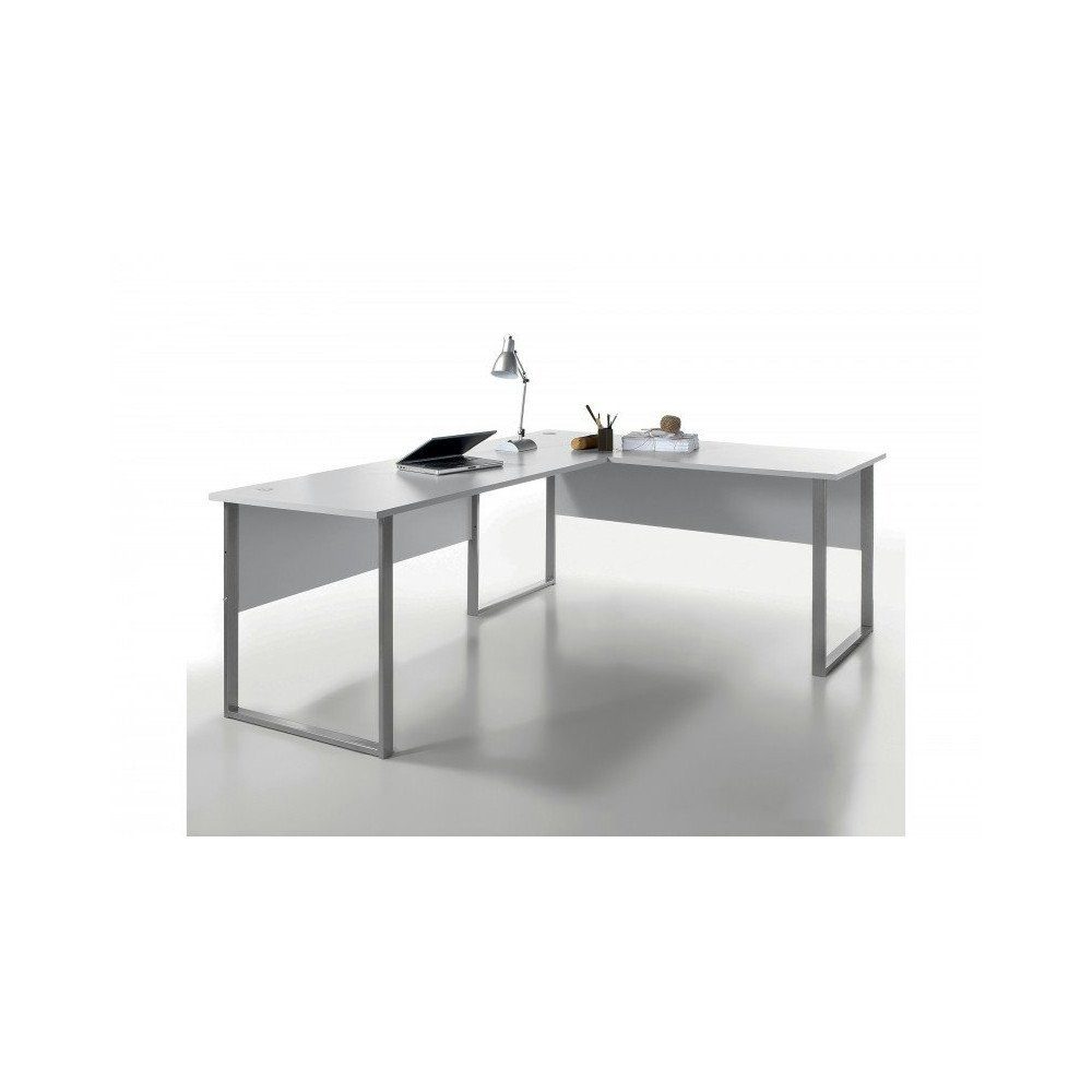 möbel-direkt.de Büromöbel-Set Office Line Lux in Platingrau mit lackierten Fronten in Graphit, (Komplett Set, 9-tlg., Winkelschreibtisch, Rollcontainer, Regalwand,  Sideboard), lackierten Graphit-Glasfronten, abschließbar
