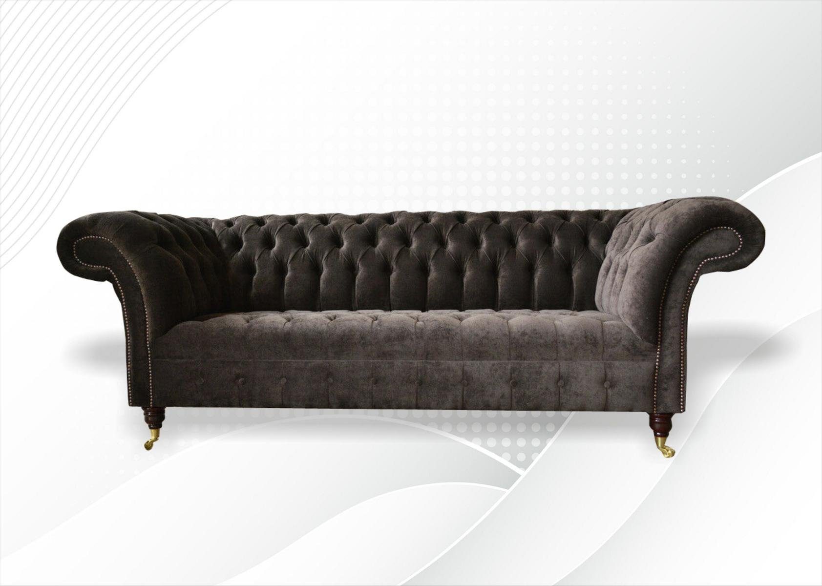 JVmoebel Chesterfield-Sofa, 225 Sitzer Sofa cm Chesterfield Design 3 Couch
