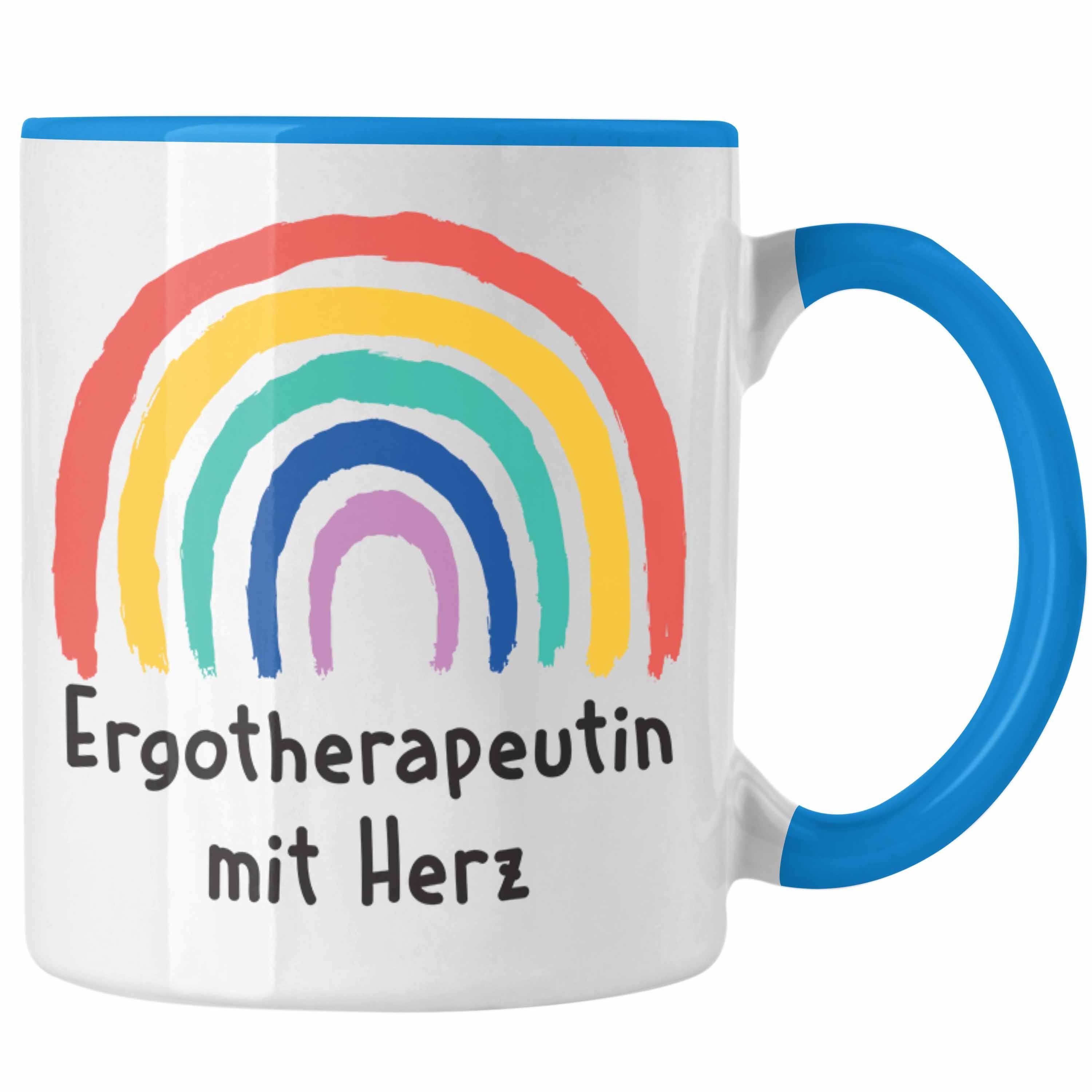 Ergotherapeutin Zubehör Dankeschön - Herz Tasse mit Trendation Kaffeetasse Trendation Spruch Tasse Blau Geschenk mit
