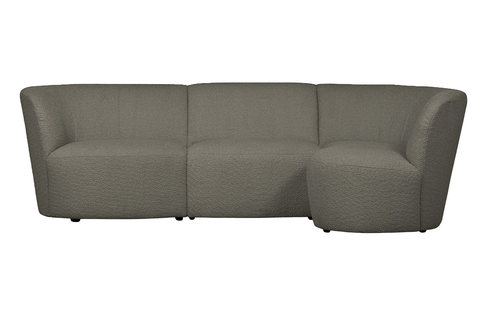 WOOOD Ecksofa 3-Sitzer Coco Chaiselongue rechts - Bouclé Warm Green,  freistellbar