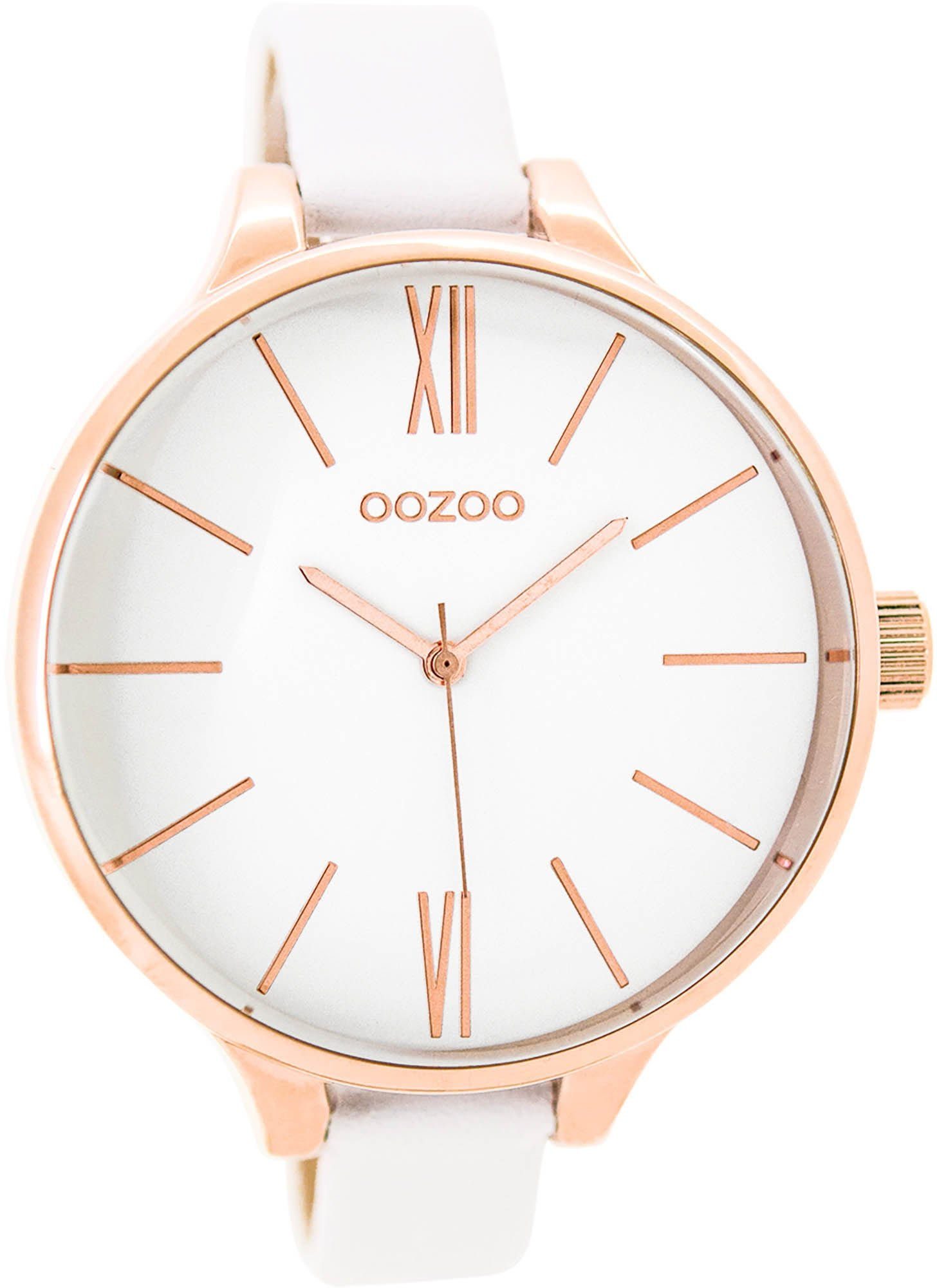 Quarzuhr Oozoo Damen Armbanduhr weiß Analog