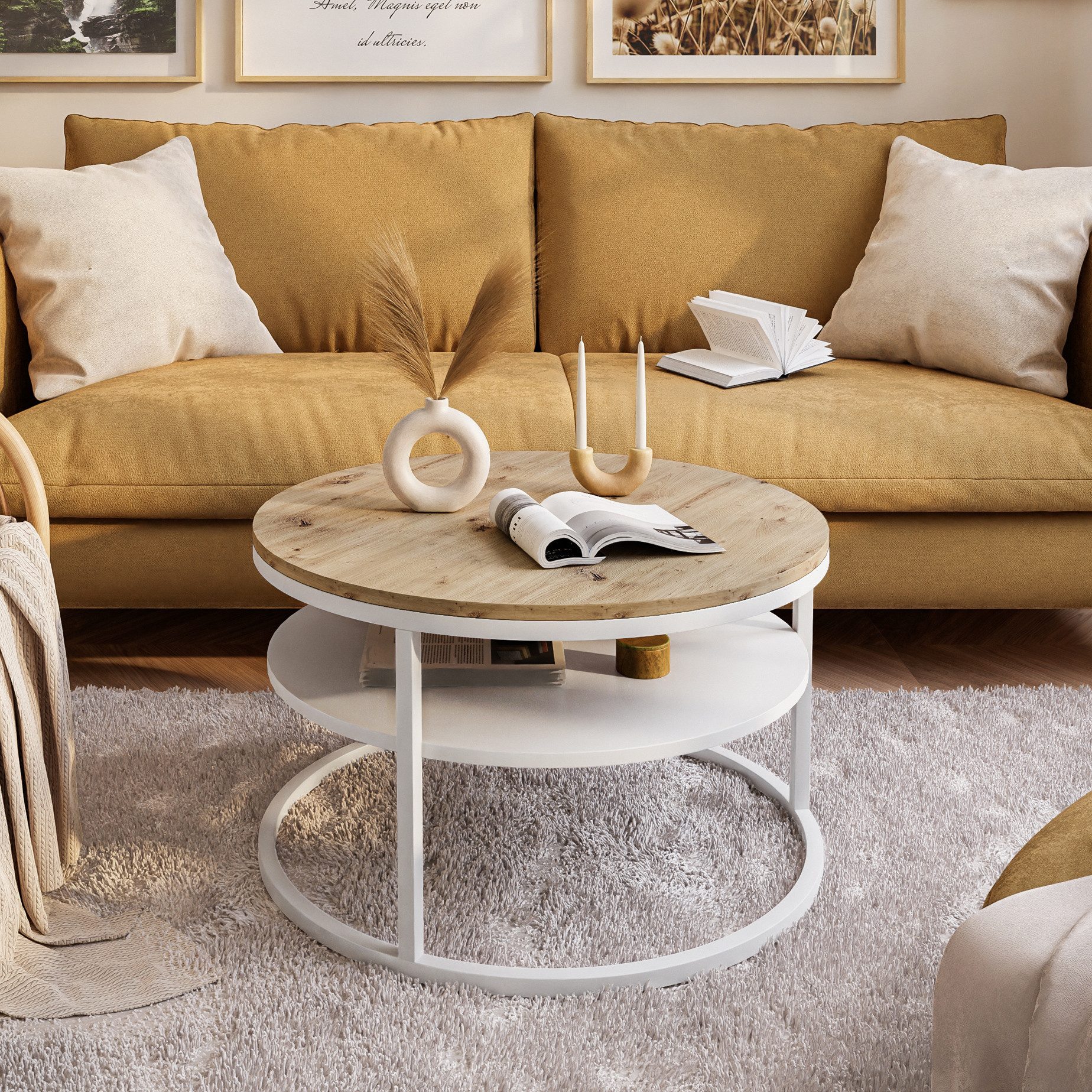 Lookway Couchtisch CIRI LOFT mit Ablage (1 Tisch), Durchmesser: 70 cm, Höhe: 49 cm – Bild 3 von 5