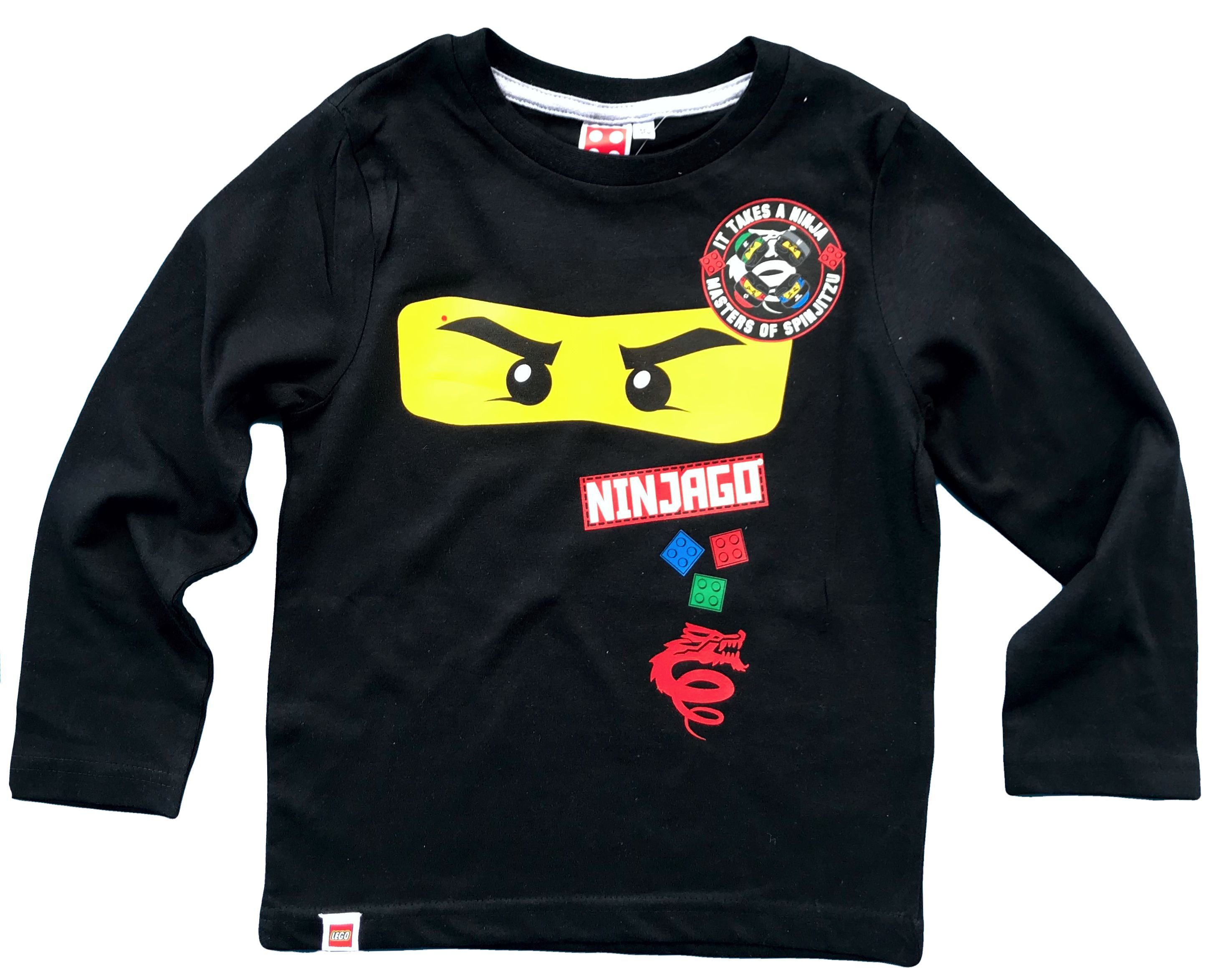 LEGO® Langarmshirt »Lego® Ninjago Langarm T-Shirt Schwarz Longsleeve Gr.  104 116 128 140 Jungen + Mädchen 4 6 8 10 Jahre«