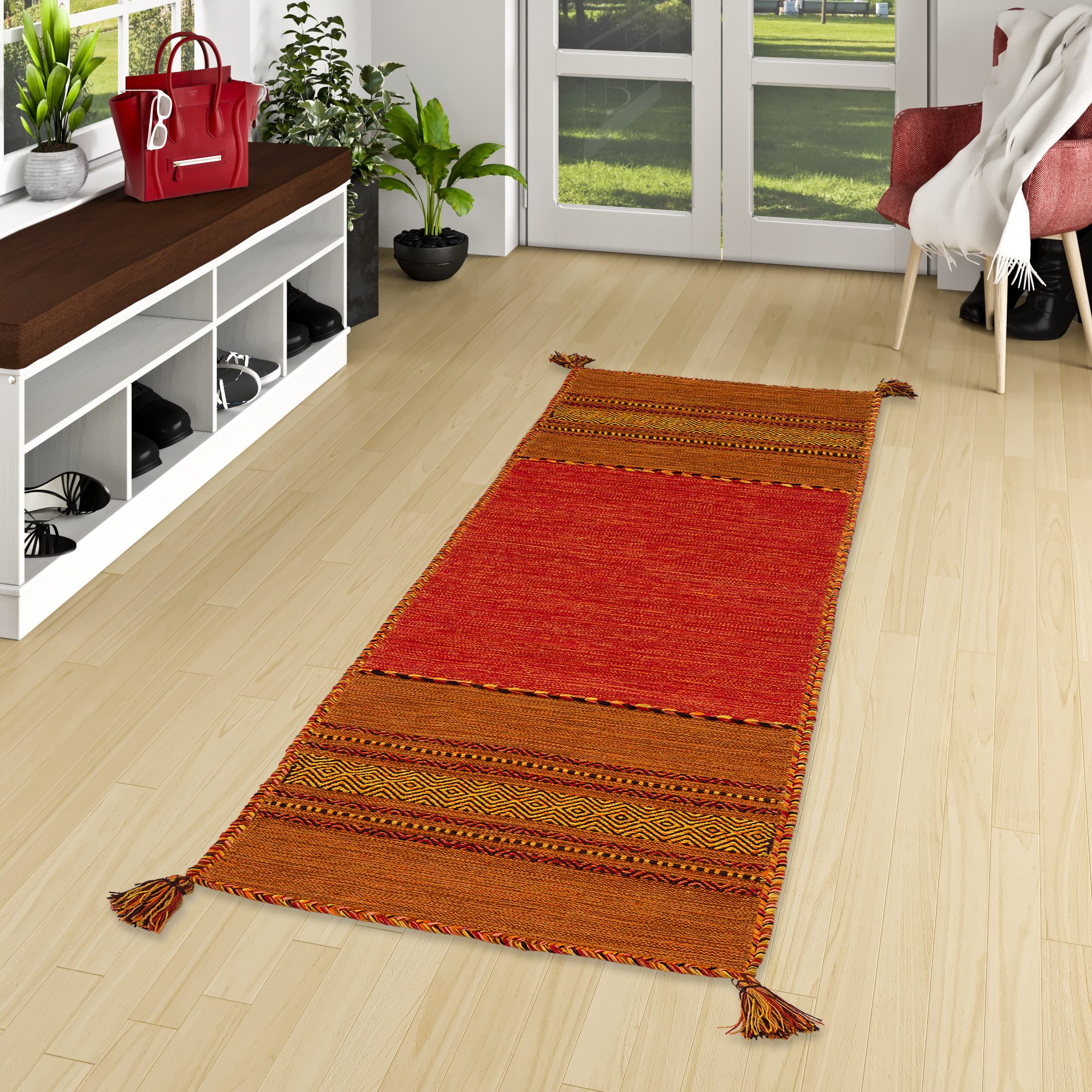 Pergamon Läufer Läufer Natur Teppich Kelim Navarro, Rechteckig, Höhe: 8 mm