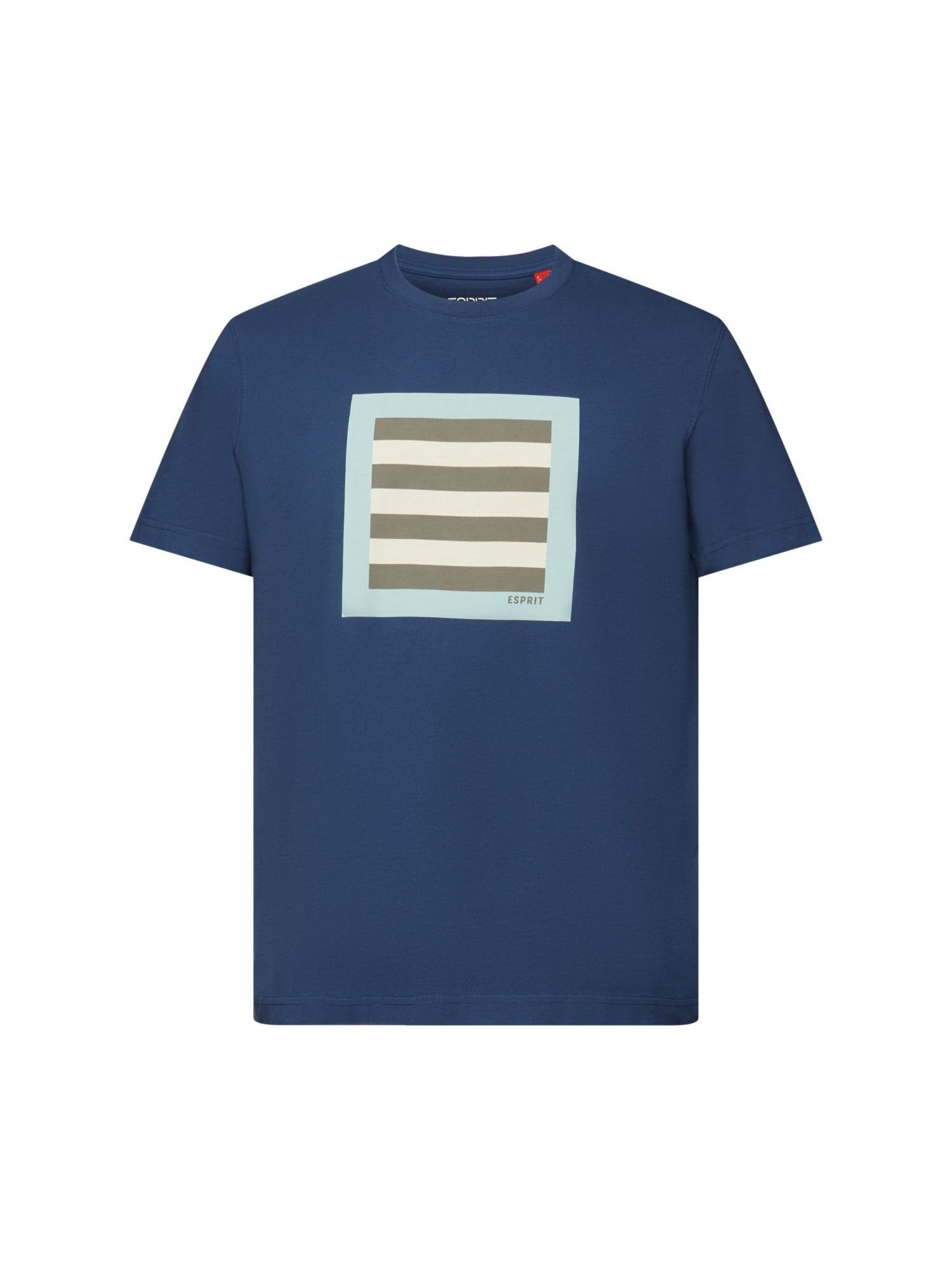 Esprit T-Shirt T-Shirt aus Baumwolljersey (1-tlg) GREY BLUE Grafikprint mit
