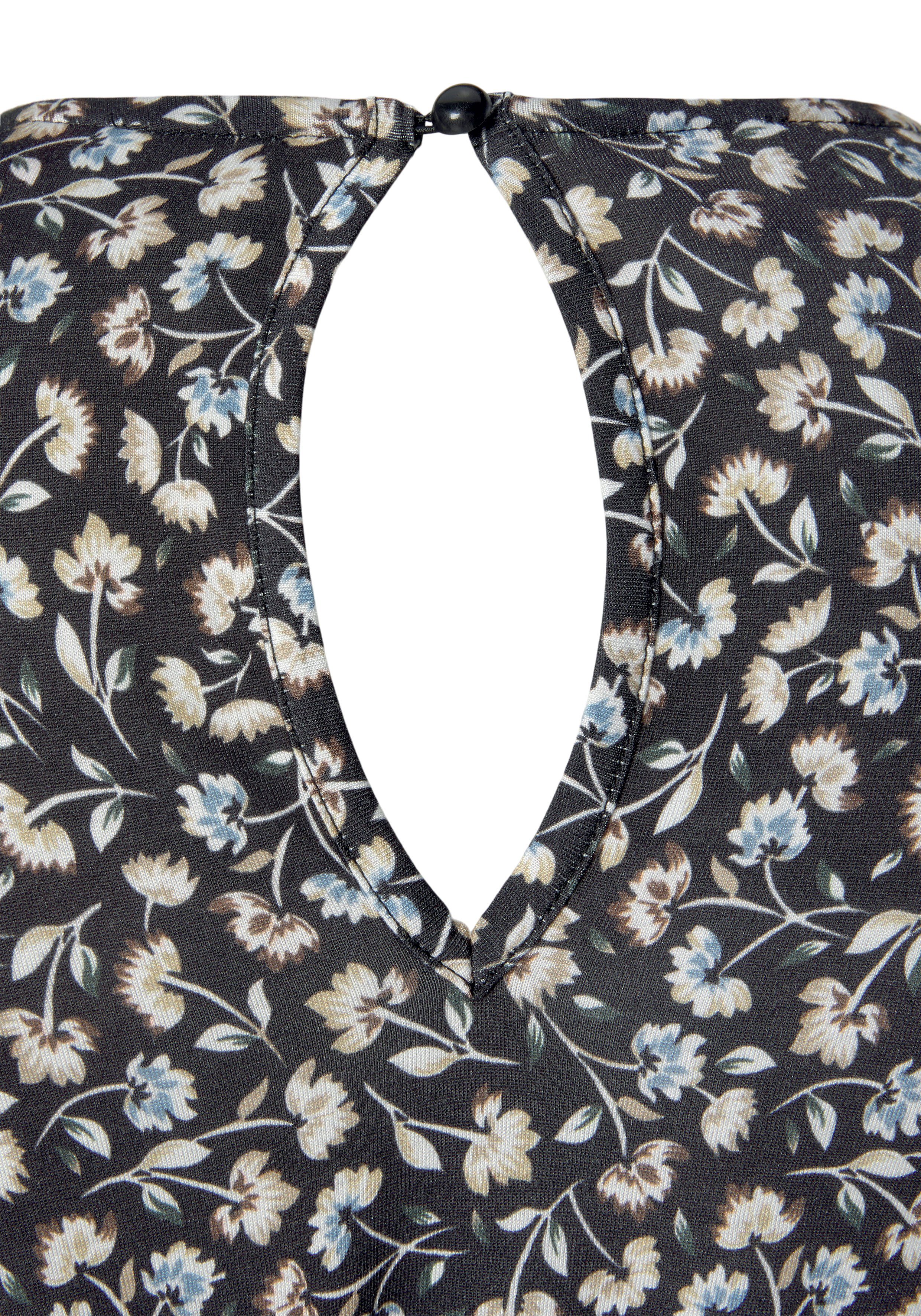 LASCANA Maxikleid mit Blümchendruck und Beinschlitz, Gummizug in der Taille, Druckkleid Langärmliges Jerseykleid, Blümchenkleid, Viskosekleid, Sommerkleid – Bild 5 von 5