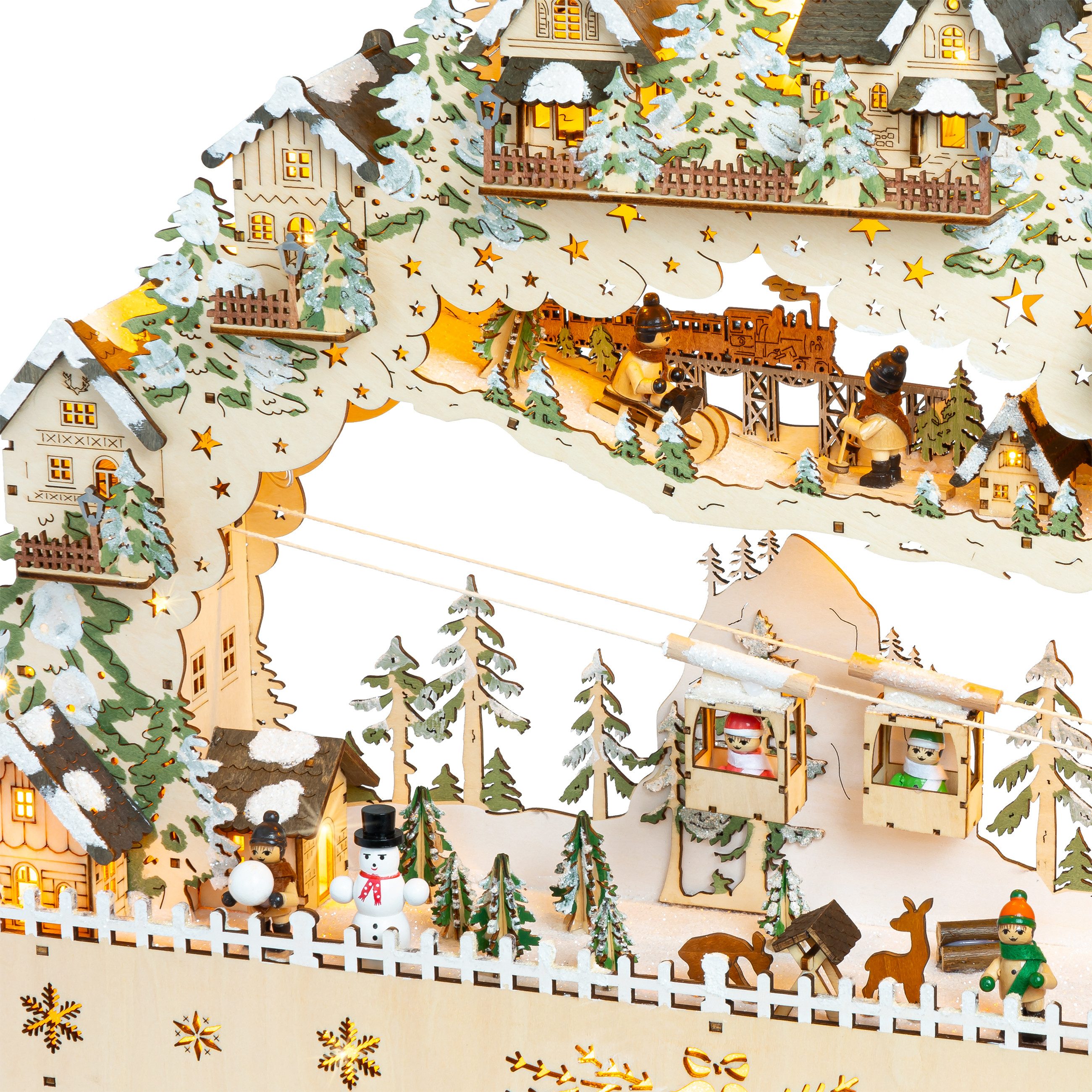 SIKORA Schwibbogen LB97 beleuchteter XL LED Holz Schwibbogen mit fahrender Gondel, sanft beleuchtet für ein weihnachtlich festliches Zuhause – Bild 4 von 5