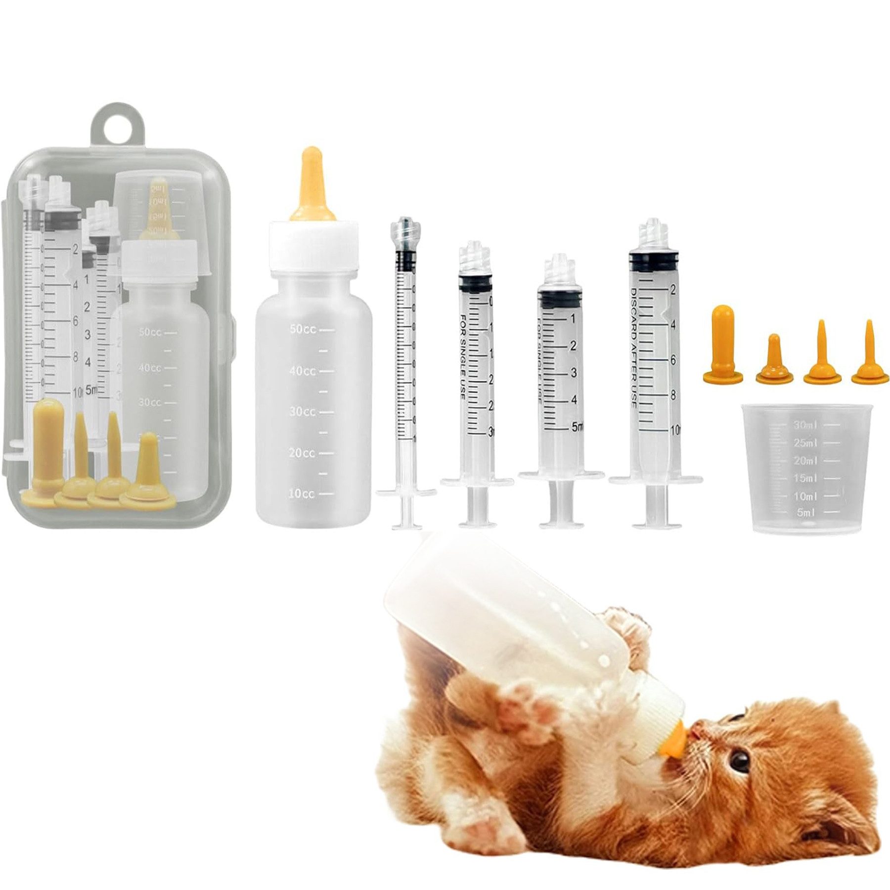 Mutig Schutzkragen Aufzuchtflasch, Haustiernippel Aufzuchtflasche, Haustier Fütterung Silikon Nippel, Nippel mit Spritze für Haustiere