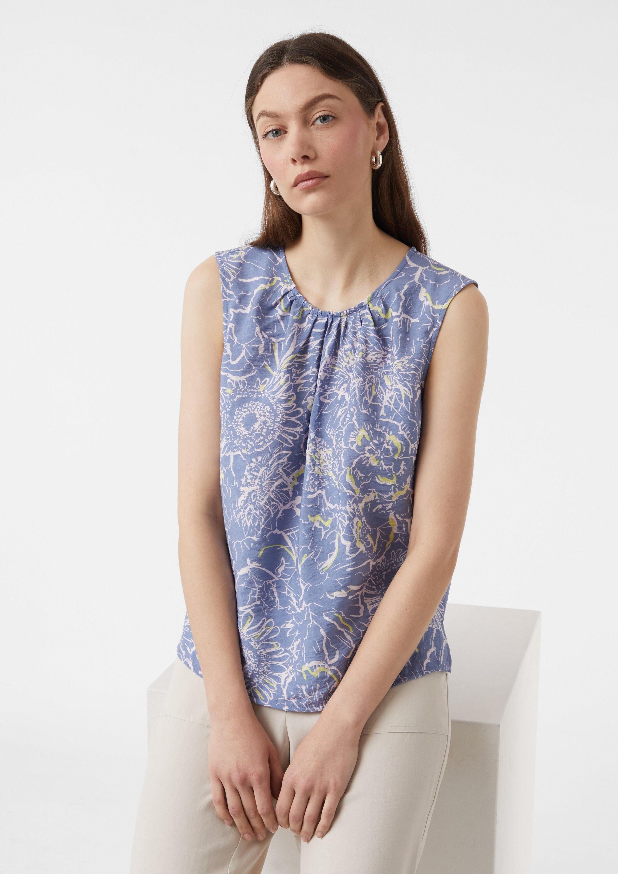 comma Blusentop Bluse Strukturiertes Blusentop mit Raffung günstig online kaufen