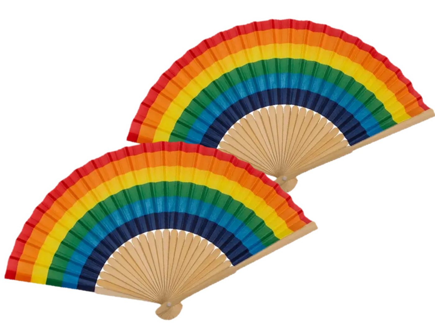 LK Trend & Style Handfächer 2x Fächer mit Bambusstreben und Regenbogenmuster, (Spar-Set, 2-tlg., Sommerliches Accessoire, Für Hochzeit & Festival), Ventilator aus der Handtasche