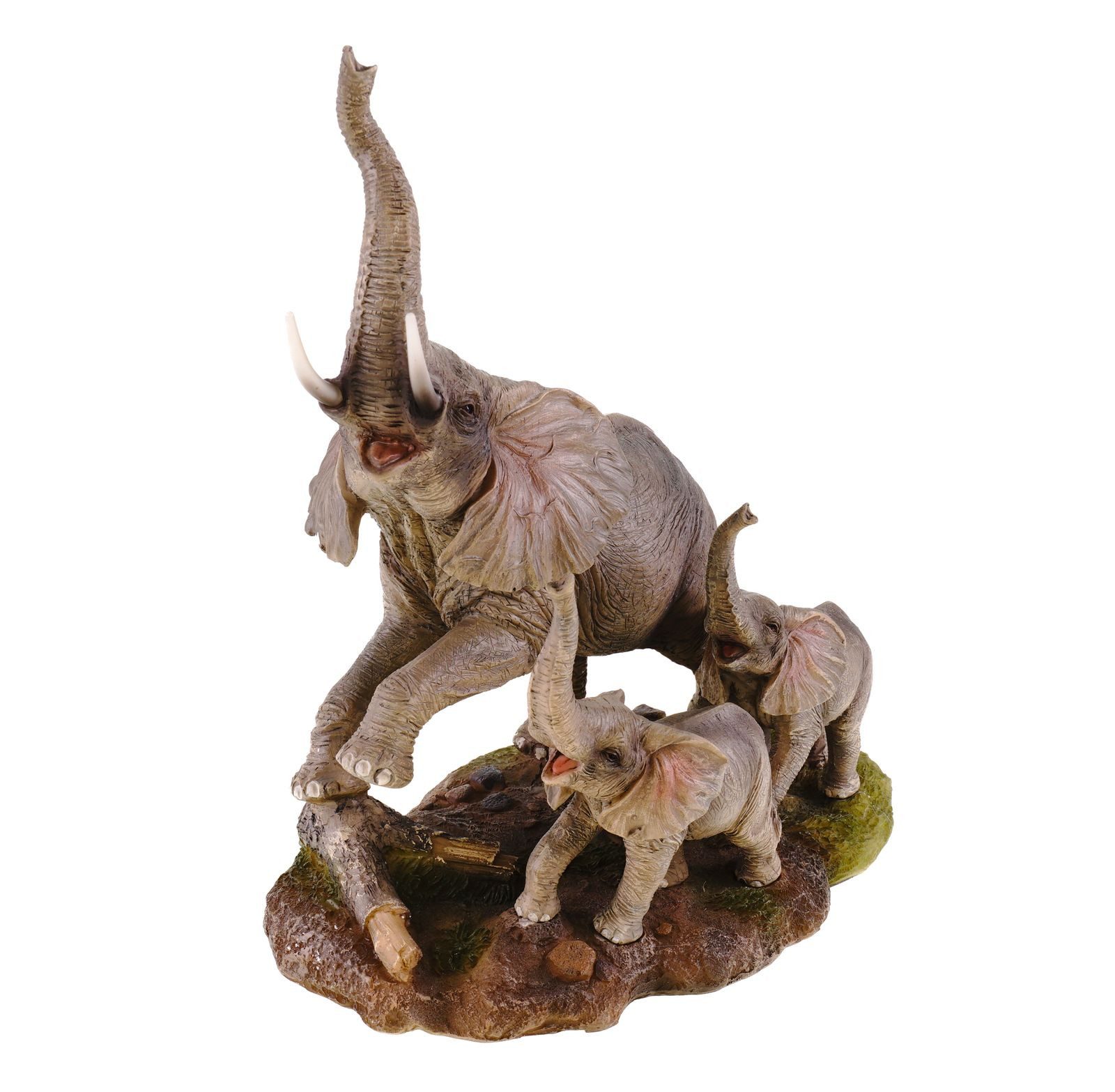 Kremers Schatzkiste Fantasy-Figur Elefantenmama mit Jungem - Deko Figur Skulptur Afrika 25 cm Tierfigur