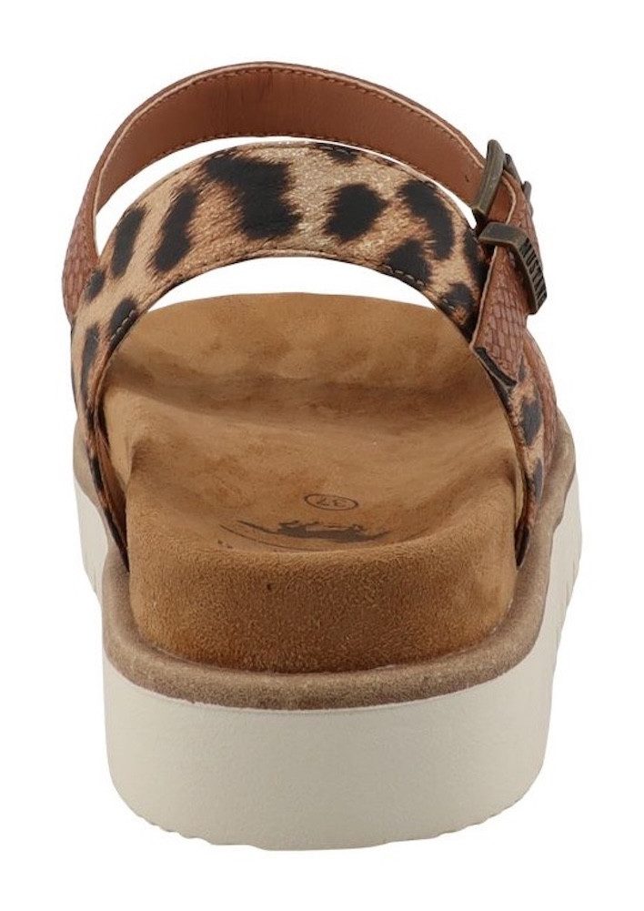Mustang Shoes Malina Sandale Plateausandalette, Sommerschuh, Urlaubsschuh in Leo-Optik